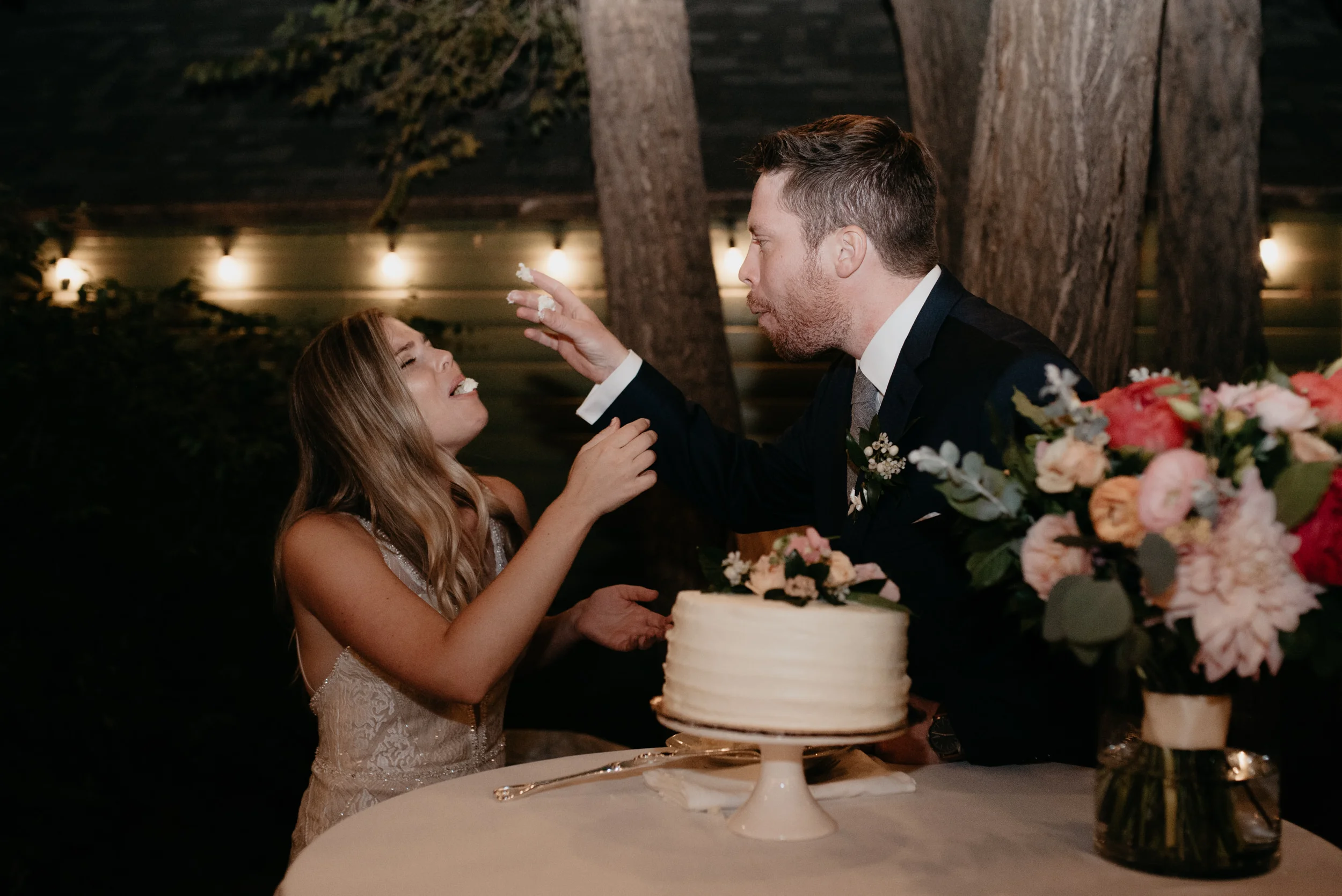  Cake cutting at Boulder, Colorado wedding venue. Three Leaf Farm wedding. 