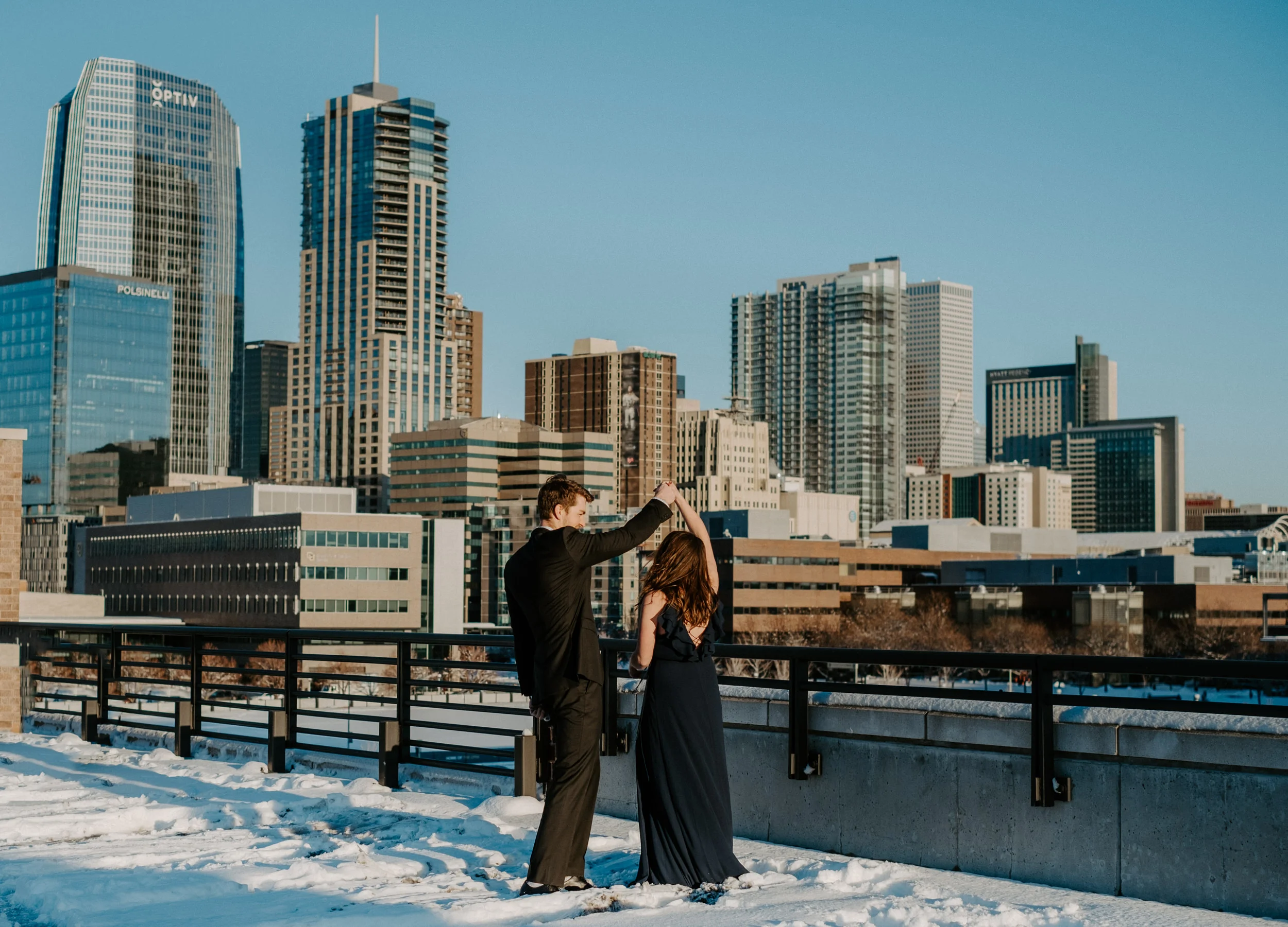  Downtown Denver rooftop engagement session. Denver engagement photo locations. Denver, Colorado wedding photographer. 
