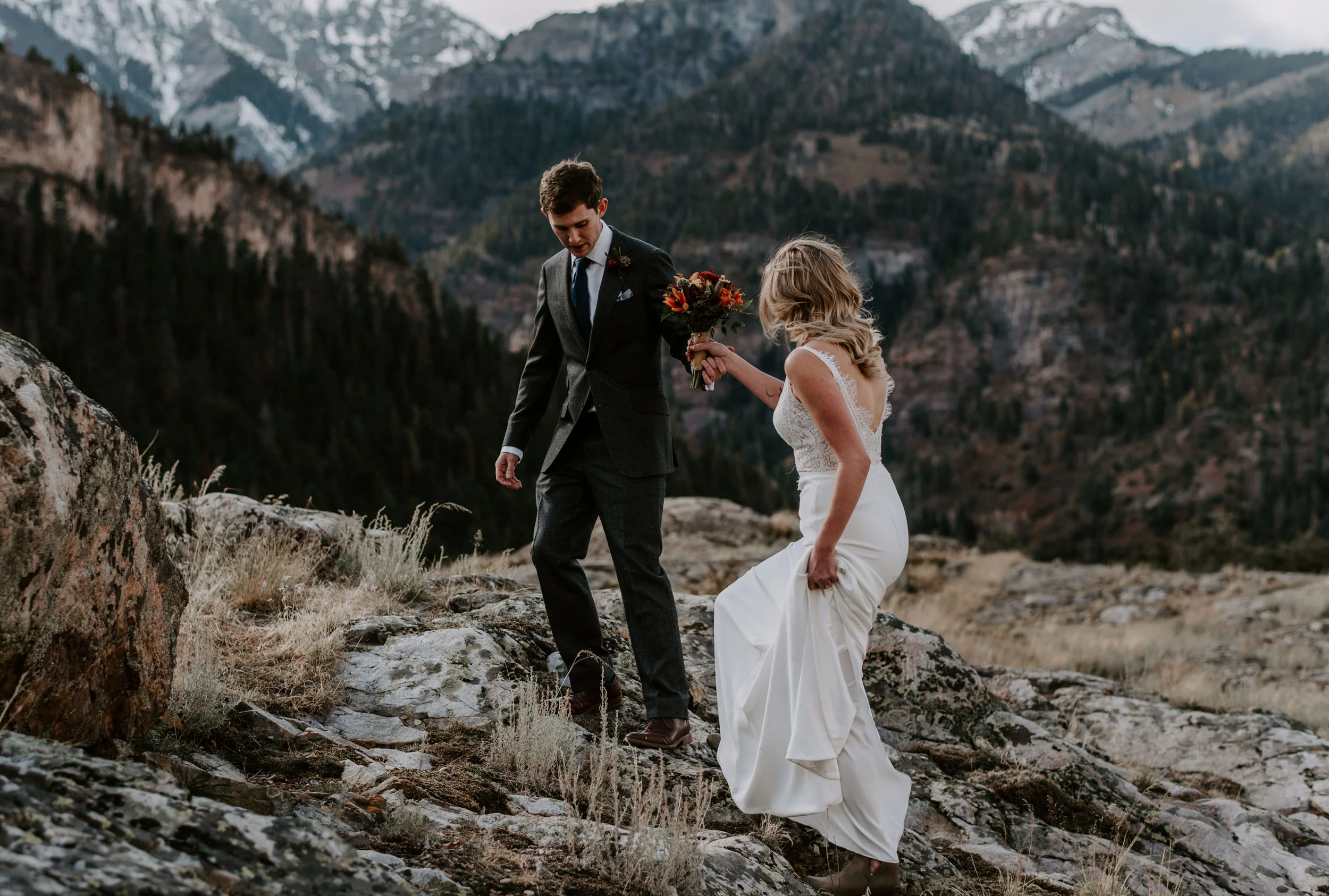  Hiking mountain elopement in Ouray, Colorado. 
