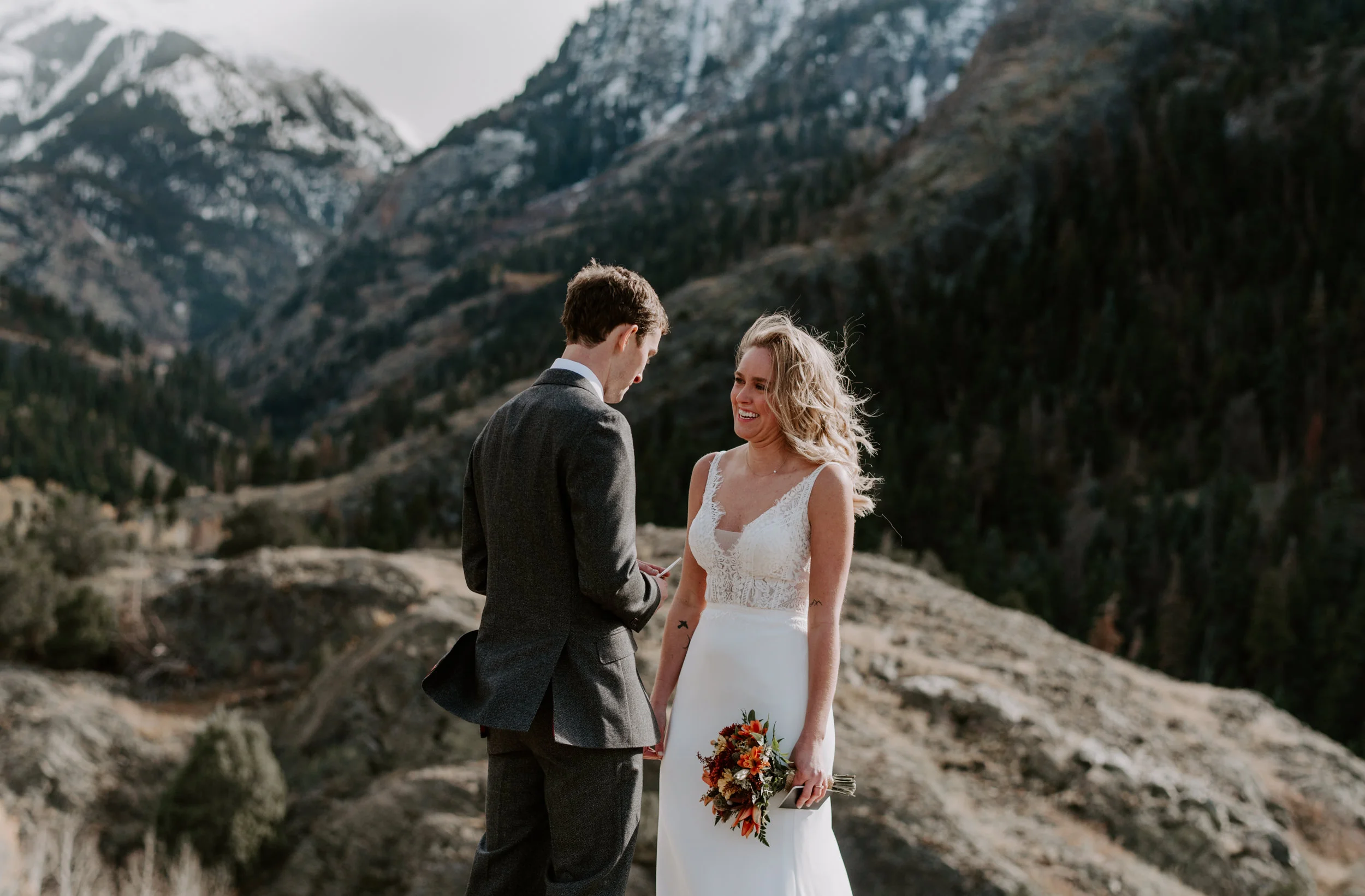  Ouray, Colorado intimate elopement. Wedding ceremony in the mountains in Ouray, Colorado. 