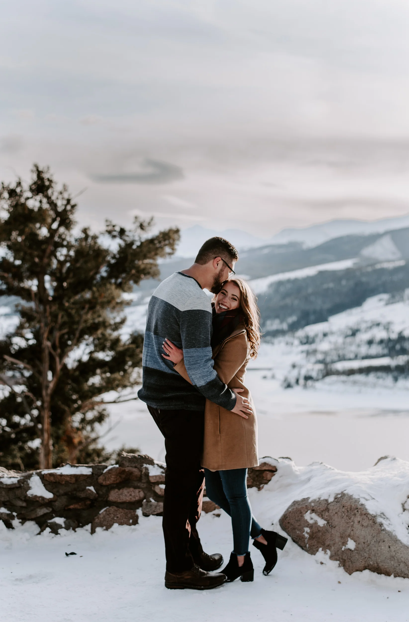  Winter engagement session in Colorado. Snowy engagement photos. Lake Dillon engagement session. Colorado mountain wedding photographer. 