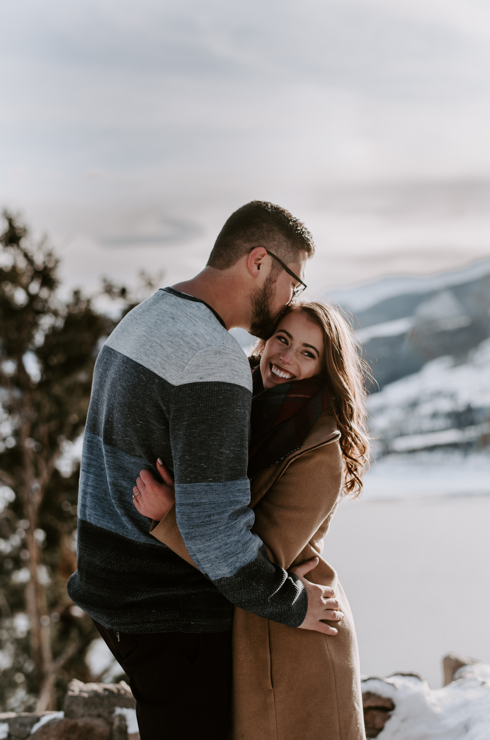  Winter engagement session in Colorado at Sapphire Point Overlook. 