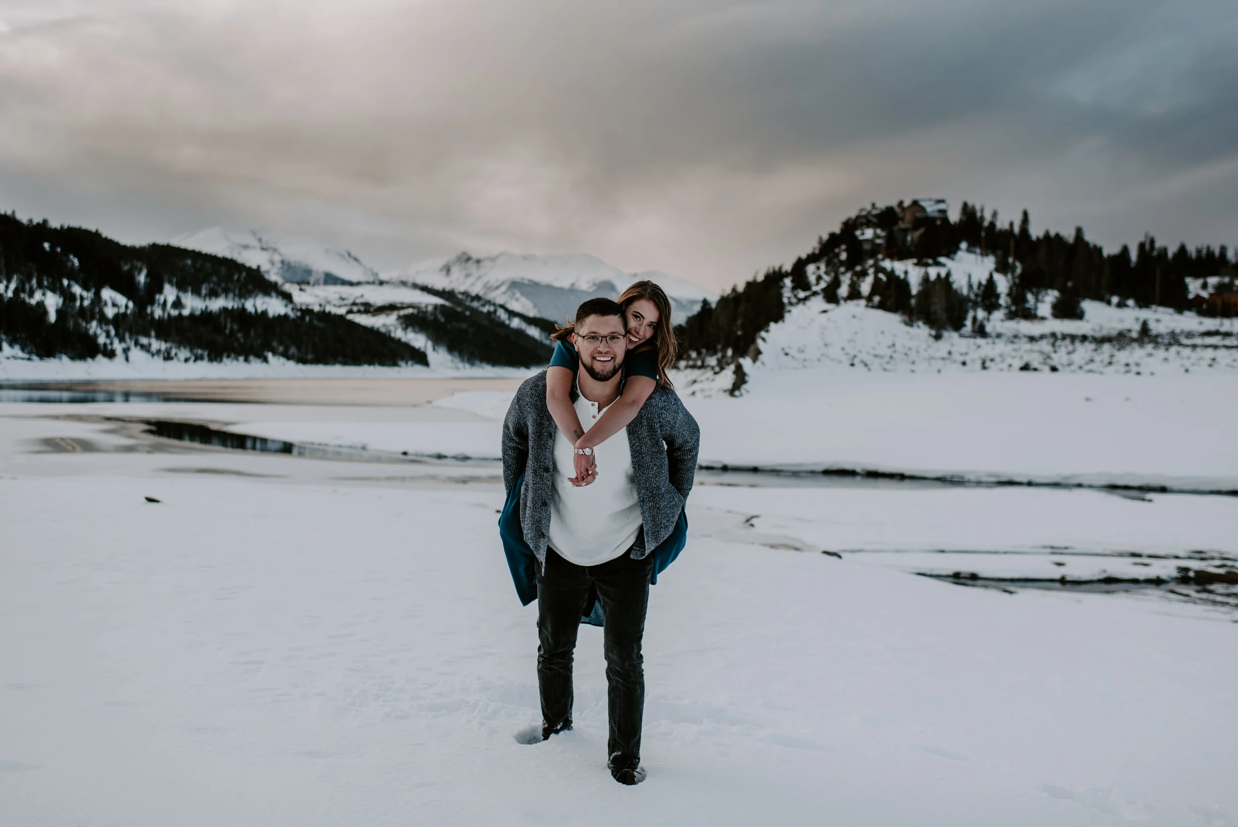  Colorado adventure wedding and elopement photography. Mountain engagement session at Lake Dillon in Breckenridge, Colorado. 