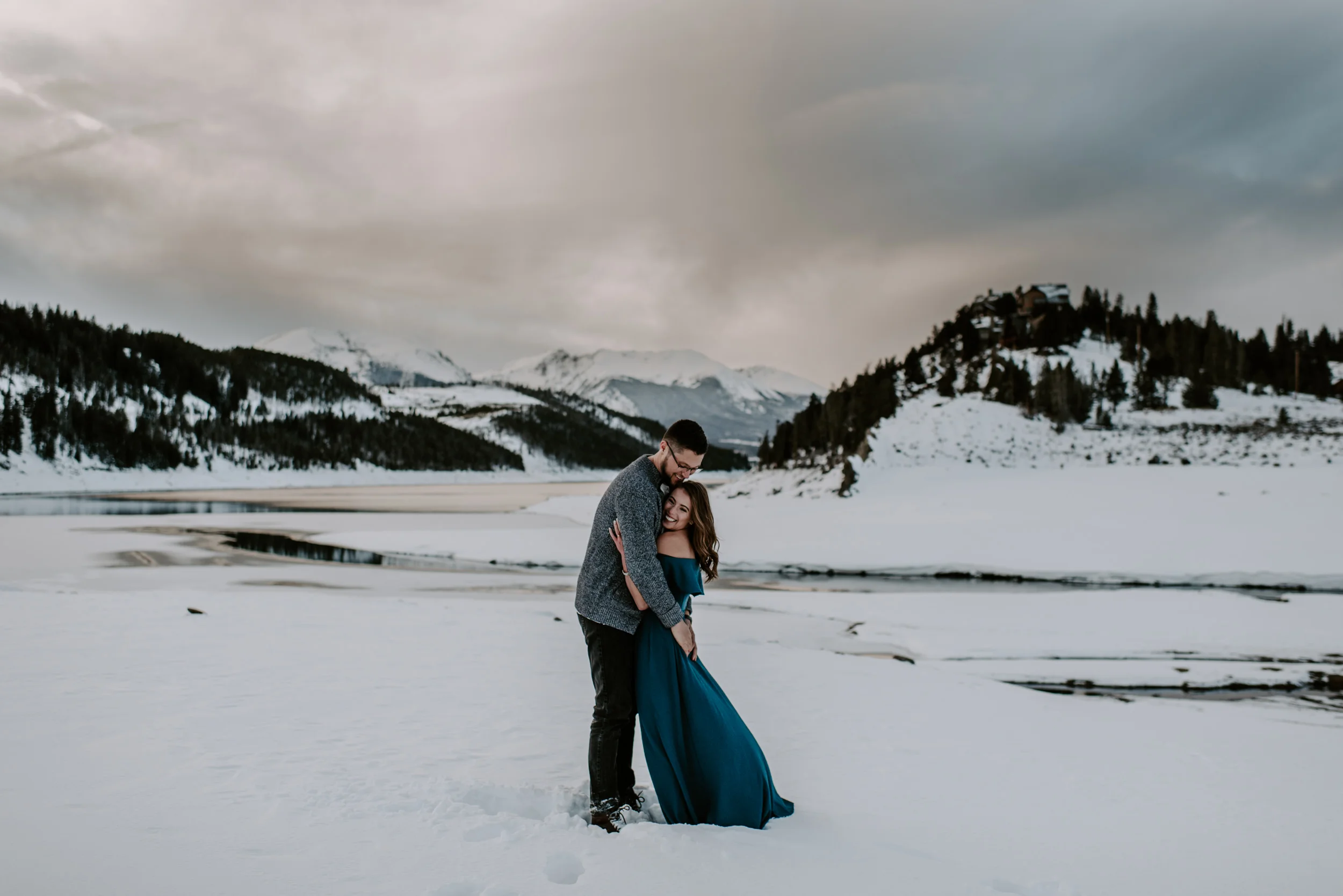  Sunset engagement session at Lake Dillon. Breckenridge engagement and wedding photography. Sapphire Point Overlook engagement photos. 