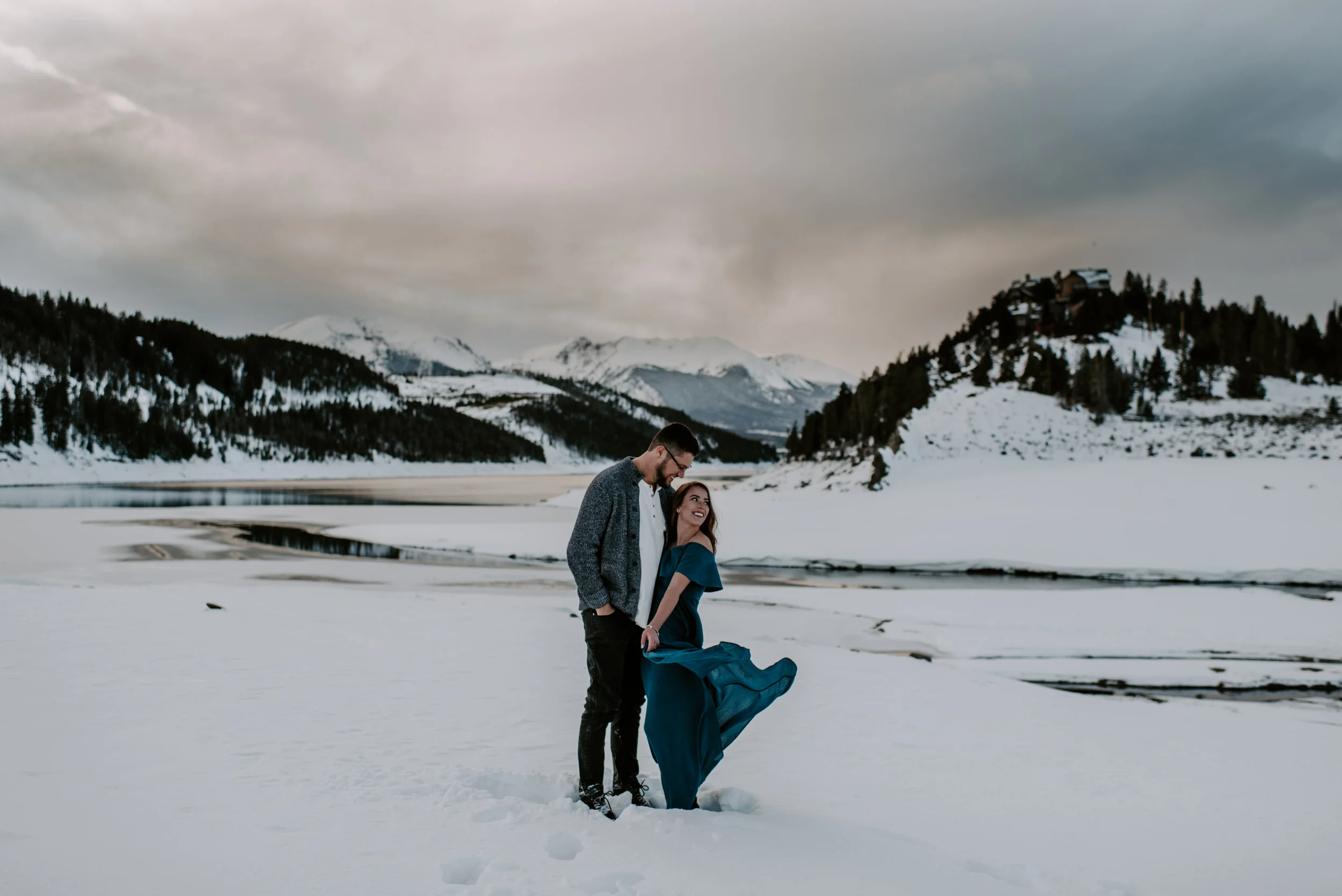  Winter engagement session at Lake Dillon. Breckenridge, Colorado wedding and elopement photographer. 