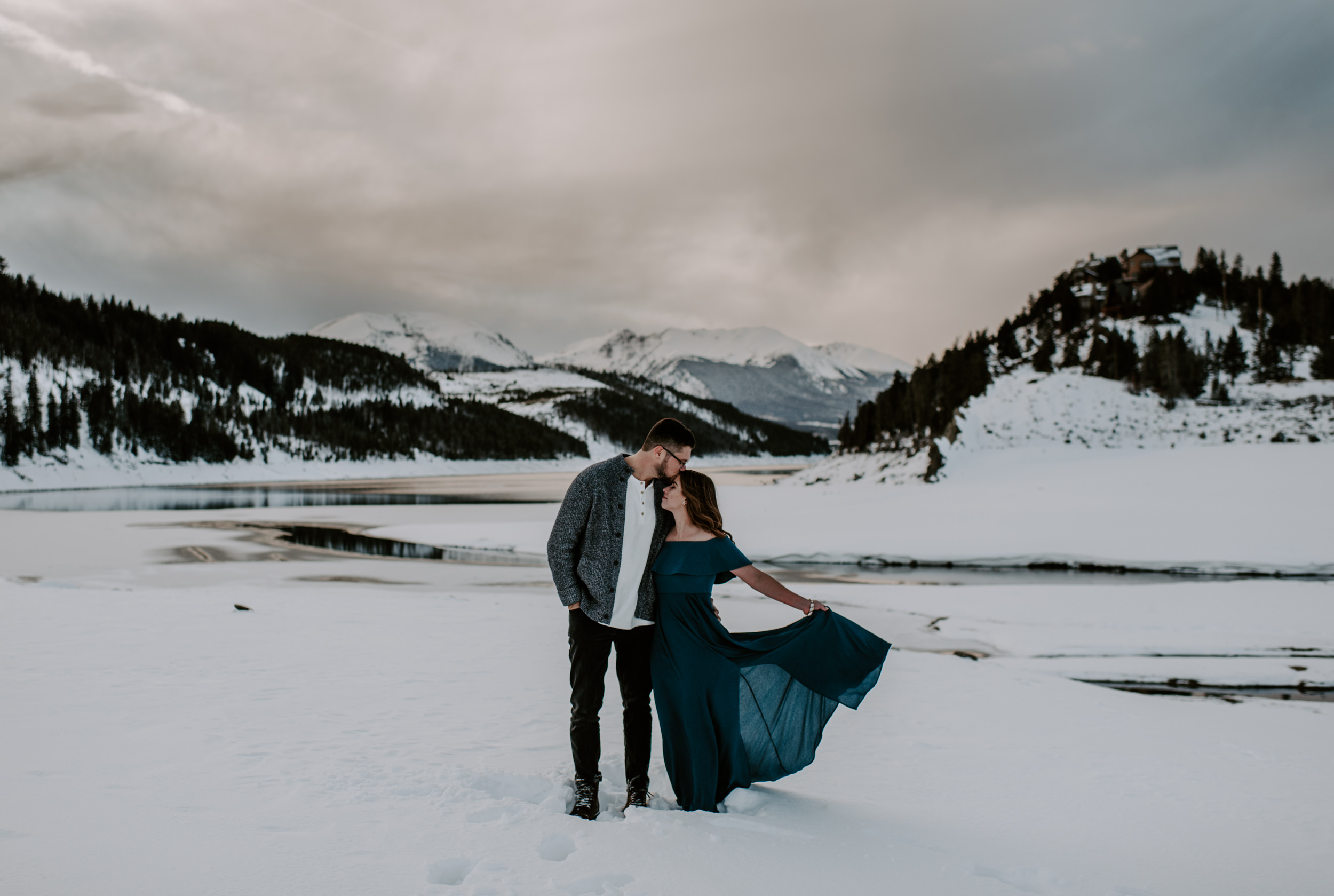  Engagement photos in Colorado at Lake Dillion. Winter engagement session in Dillon, Colorado at Sapphire Point Overlook. 