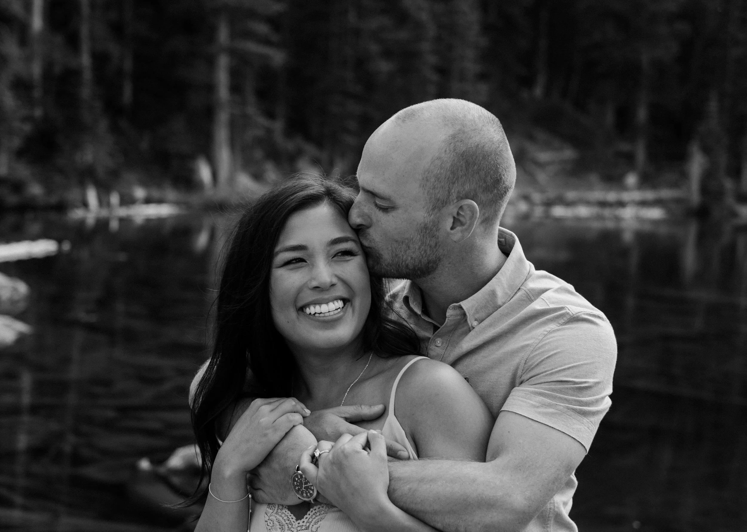  Rocky Mountain National Park hiking engagement session at Dream Lake. Colorado wedding photographer. Estes Park elopement photographer. Rocky Mountain National Park engagement photos. Colorado adventure engagement photography. 