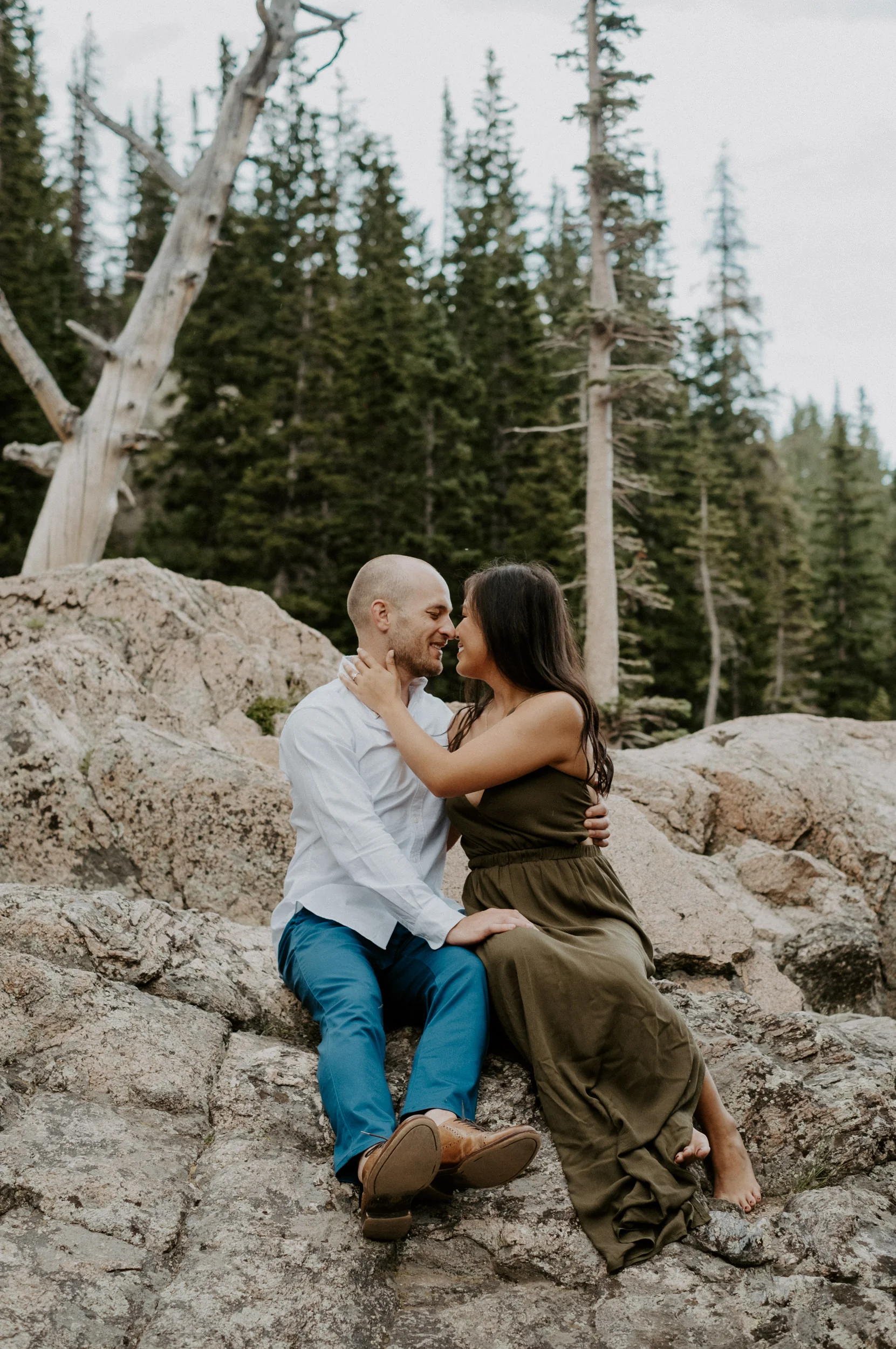  RMNP engagement photos at Dream Lake. Estes Park engagement session. 