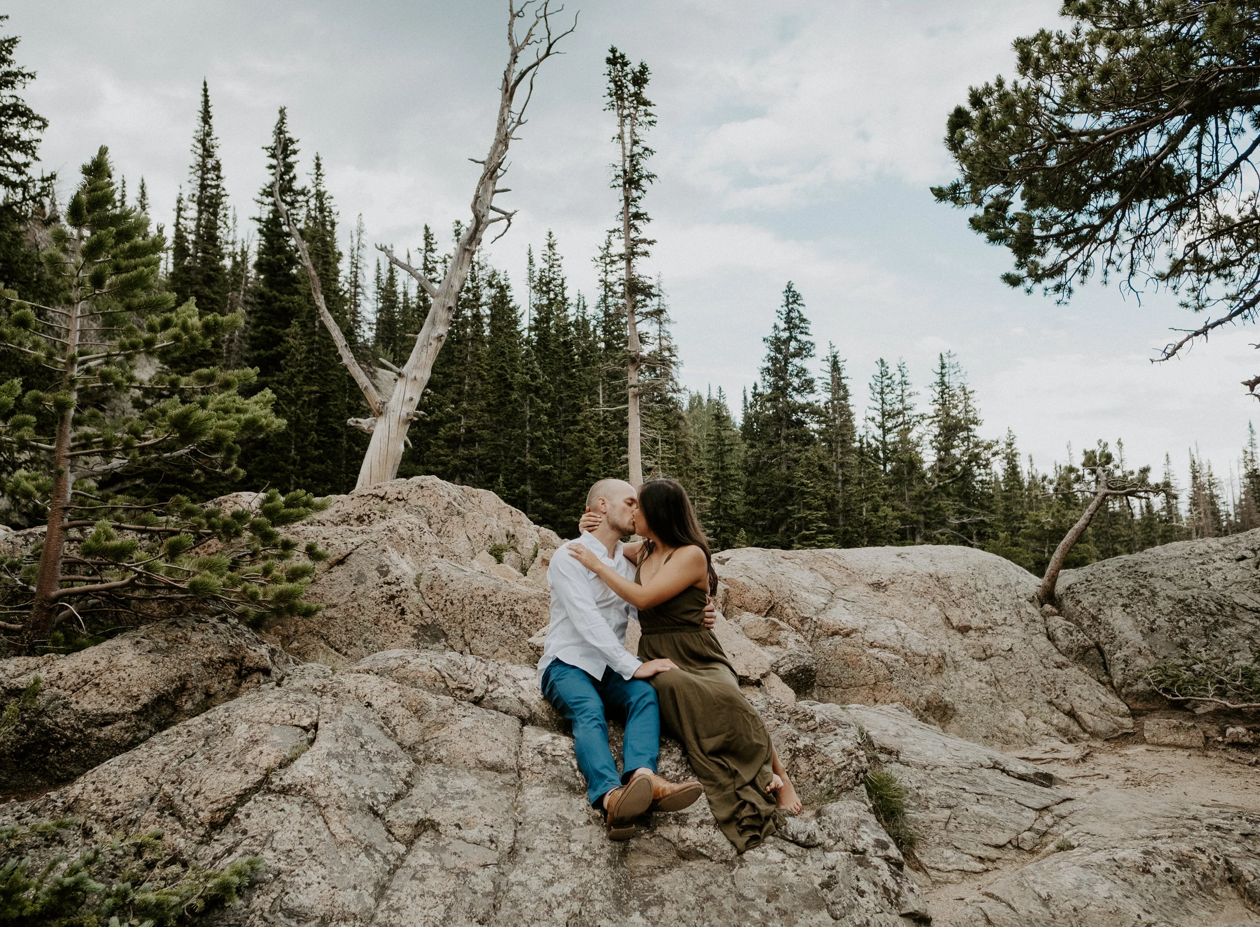  Adventure engagement photos at Dream Lake in Estes Park, Colorado. Colorado wedding and elopement photographer. Rocky Mountain National Park hiking engagement session at Dream Lake. Estes Park engagement session location ideas. Colorado wedding photographer. Estes Park elopement photographer. Rocky Mountain National Park engagement photo ideas. Colorado adventure engagement photography. 