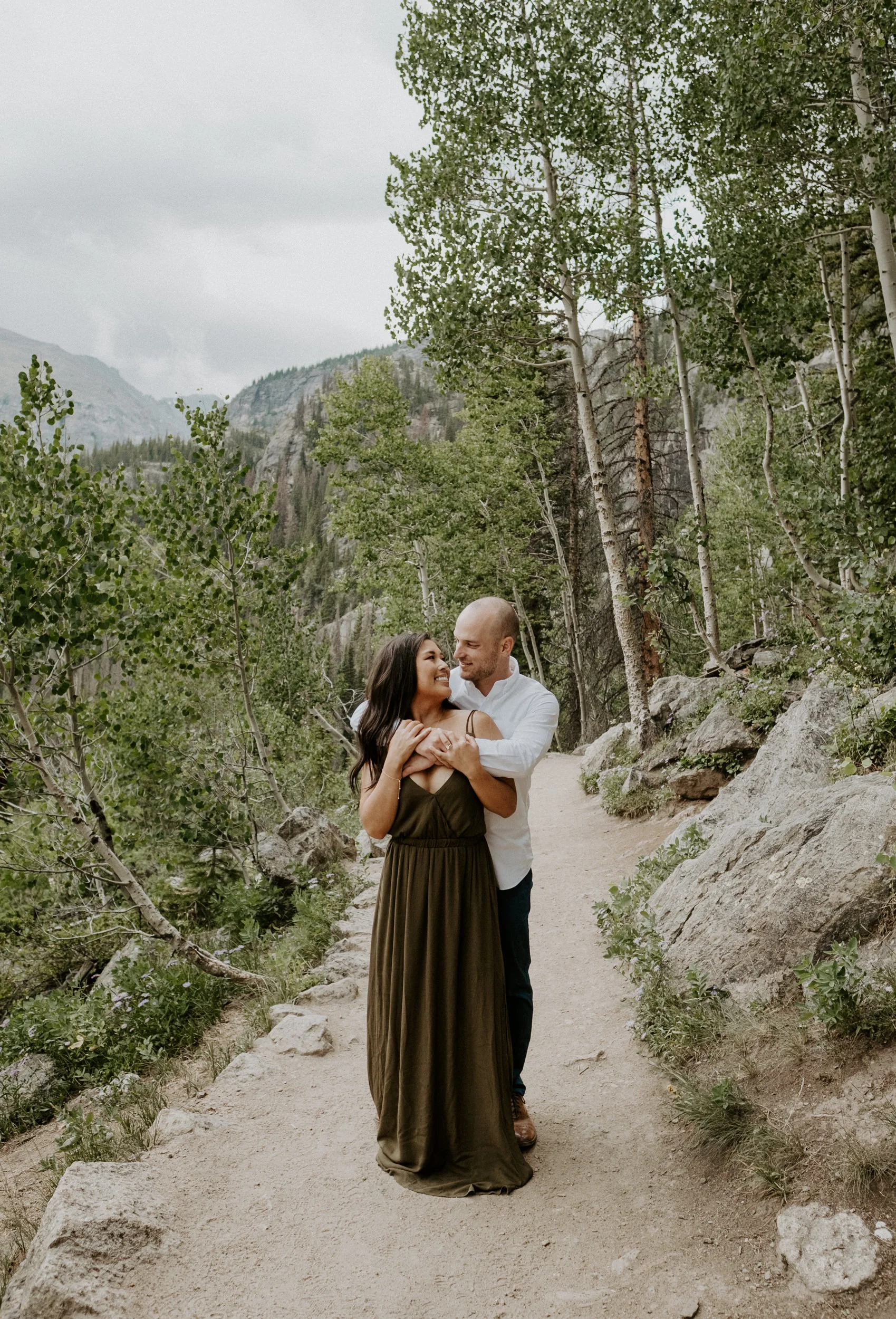  Dream Lake engagement session in Rocky Mountain National Park. Rocky Mountain National Park adventure engagement session. Colorado wedding and elopement photographer. Estes Park wedding photographer. 