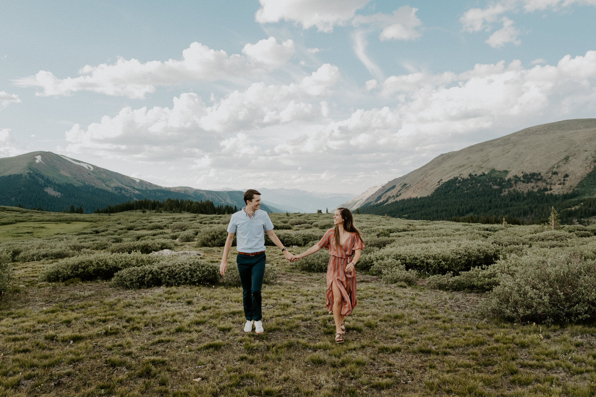  Guanella Pass engagement session in Georgetown, Colorado. Colorado mountain engagement photos. Sunset engagement session. Engagement session outfit ideas. Colorado mountain engagement session./ Colorado wedding and elopement photographer. 