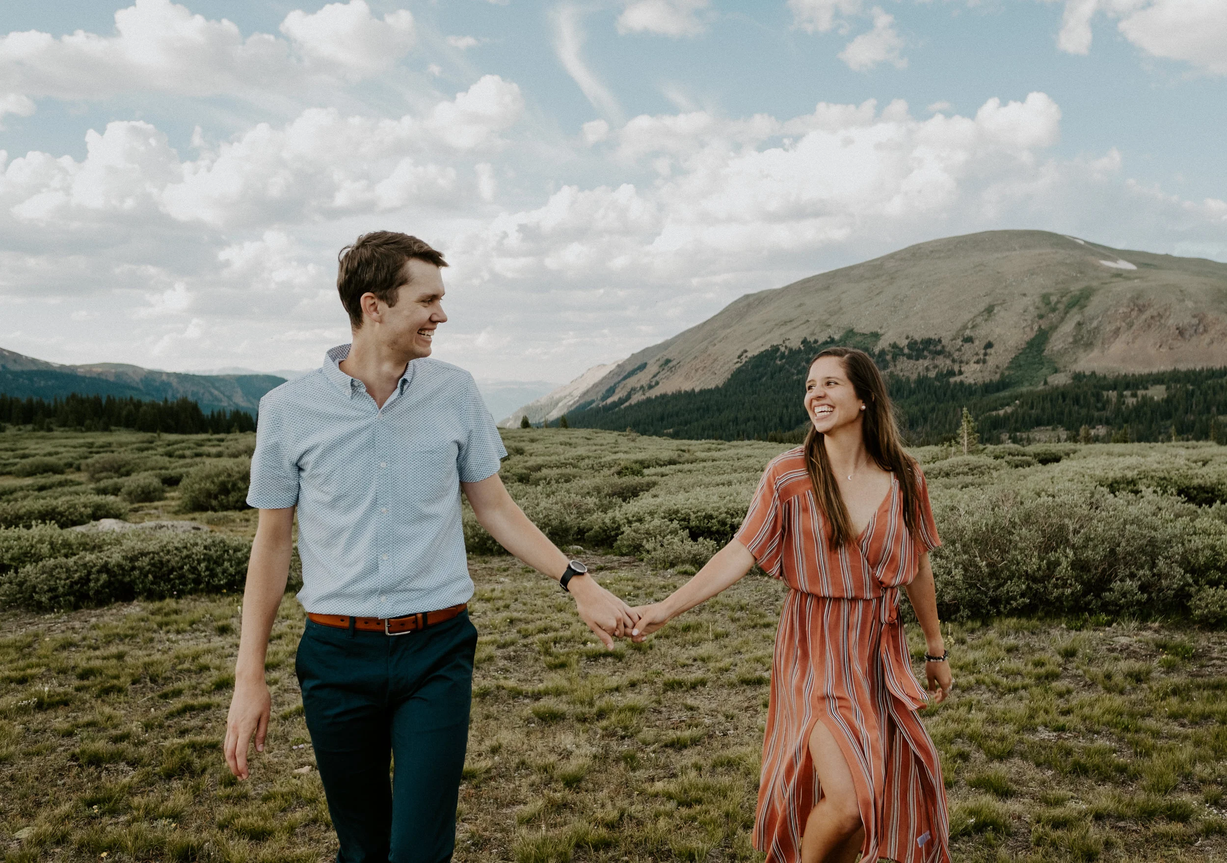  Sunset engagement session at Guanella Pass. Colorado mountain engagement session. Mountain engagement photo ideas. Engagement session clothing ideas. Colorado wedding photographer. Colorado elopement photographer. 