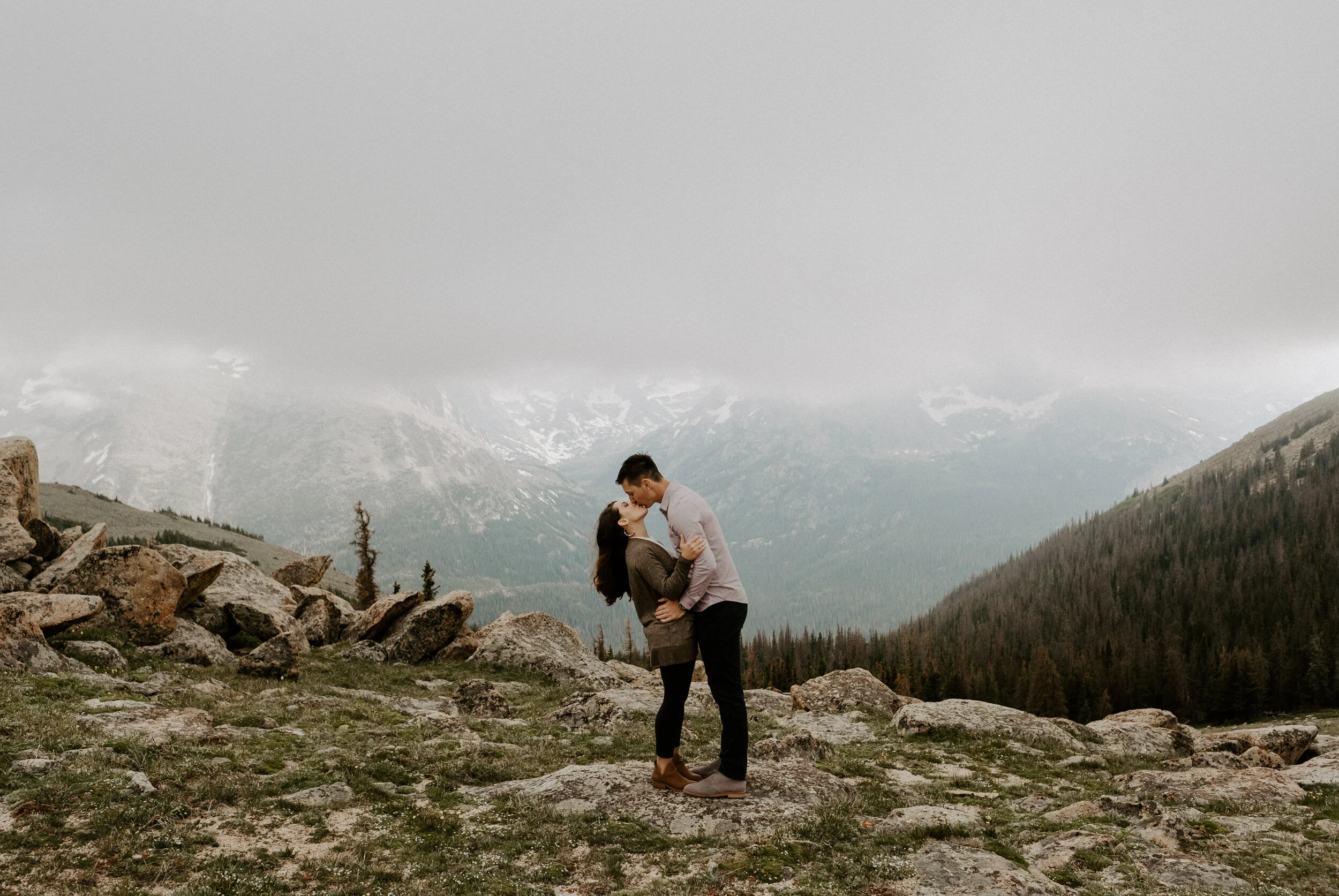  Rocky Mountain National Park engagement session photographer. Colorado engagement photography. Colorado engagement session locations. Mountain engagement session. Trail Ridge Road engagement photos in Rocky Mountain National Park. Colorado adventure engagement session. National Park engagement photo ideas. Colorado elopement photographer. Colorado wedding photography. Estes Park engagement photos. 