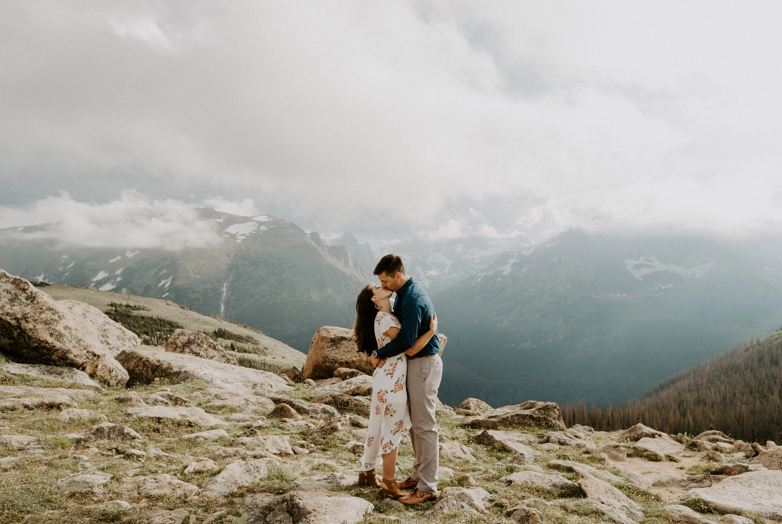  Colorado engagement session in Rocky Mountain National Park. Trail Ridge Road engagement photos. Estes Park engagement and wedding photographer. Rocky Mountain National Park elopement. Colorado mountain engagement photos. Denver wedding photography. Colorado adventure engagement session. Engagement photo outfit ideas. Colorado mountain session in Estes Park. 