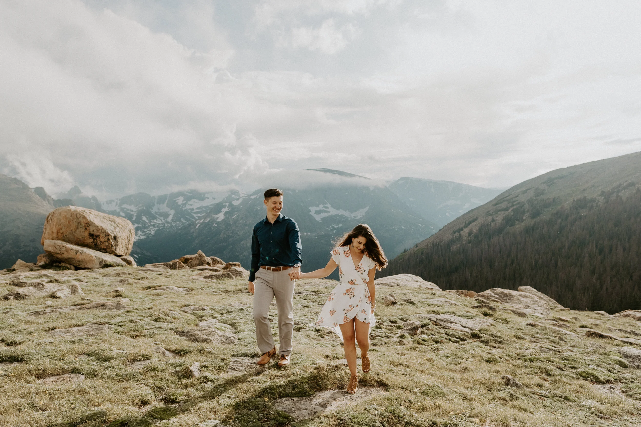 Adventure engagement session in Estes Park, Colorado. Trail Ridge Road engagement session in Rocky Mountain National Park. Colorado wedding and elopement photographer. Denver wedding photographer. Estes Park engagement session photographer. Colorado mountain engagement photos. RMNP engagement photos. 