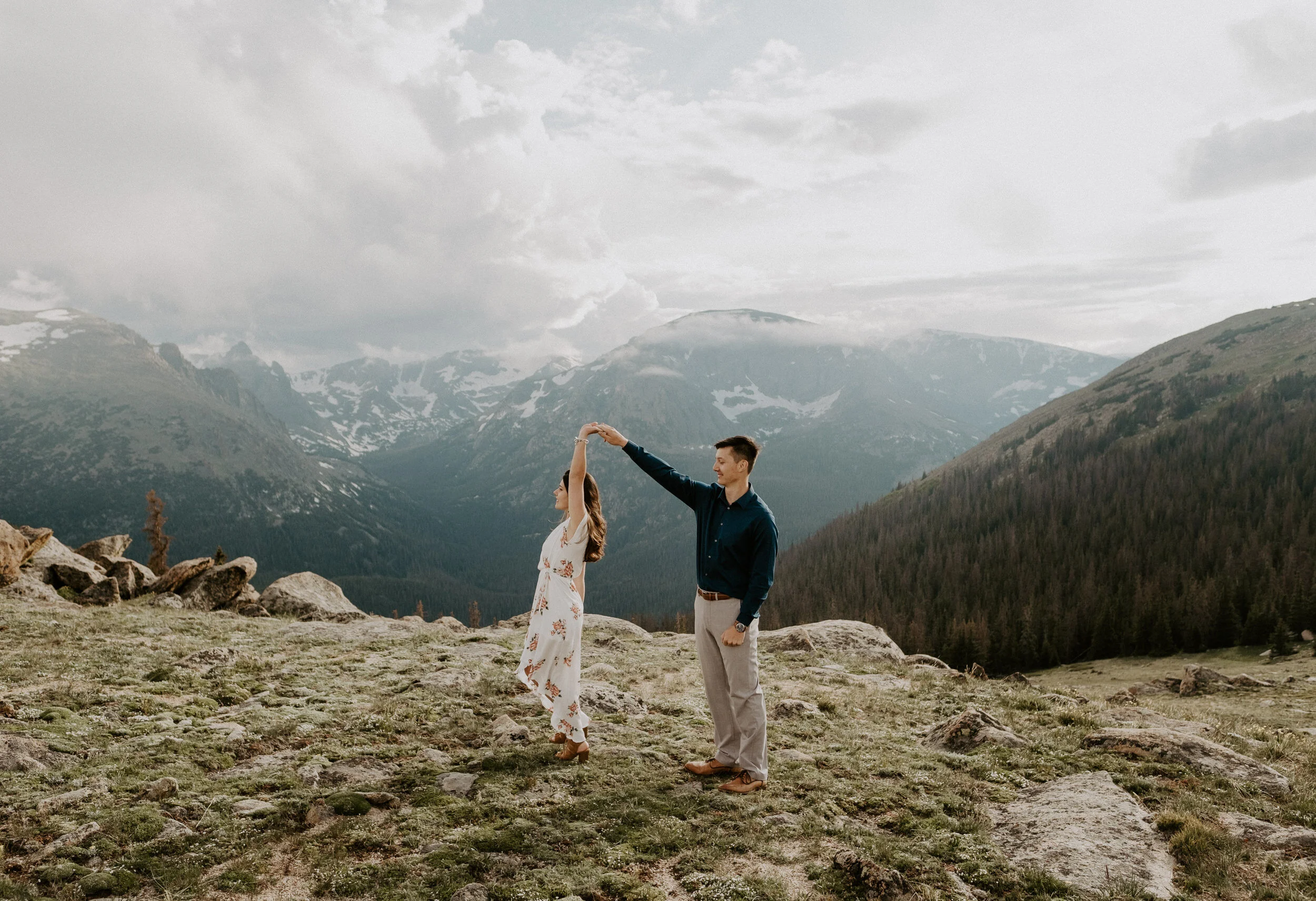  Adventure engagement session in Estes Park, Colorado. Trail Ridge Road engagement session in Rocky Mountain National Park. Colorado wedding and elopement photographer. Denver wedding photographer. Estes Park engagement session photographer. Colorado mountain engagement photos. RMNP engagement photos. 