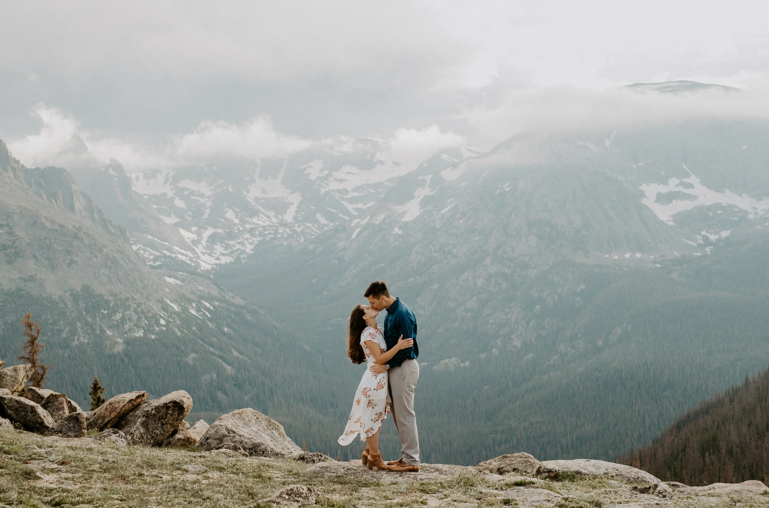  Adventure engagement session in Estes Park, Colorado. Trail Ridge Road engagement session in Rocky Mountain National Park. Colorado wedding and elopement photographer. Denver wedding photographer. Estes Park engagement session photographer. Colorado mountain engagement photos. National Park engagement. 