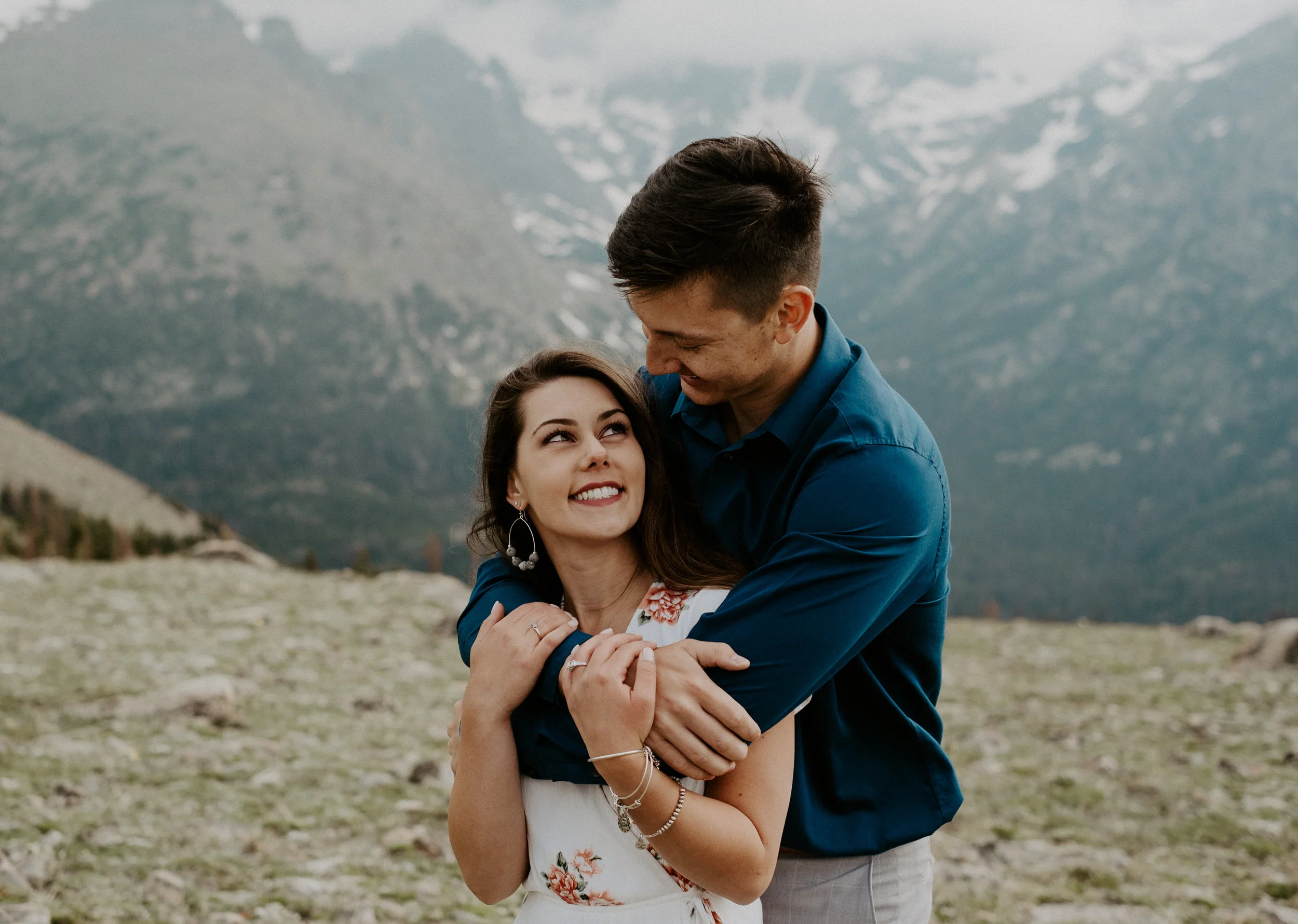  Adventure engagement session in Estes Park, Colorado. Trail Ridge Road engagement session in Rocky Mountain National Park. Colorado wedding and elopement photographer. Denver wedding photographer. Estes Park engagement session photographer. Colorado mountain engagement photos. 