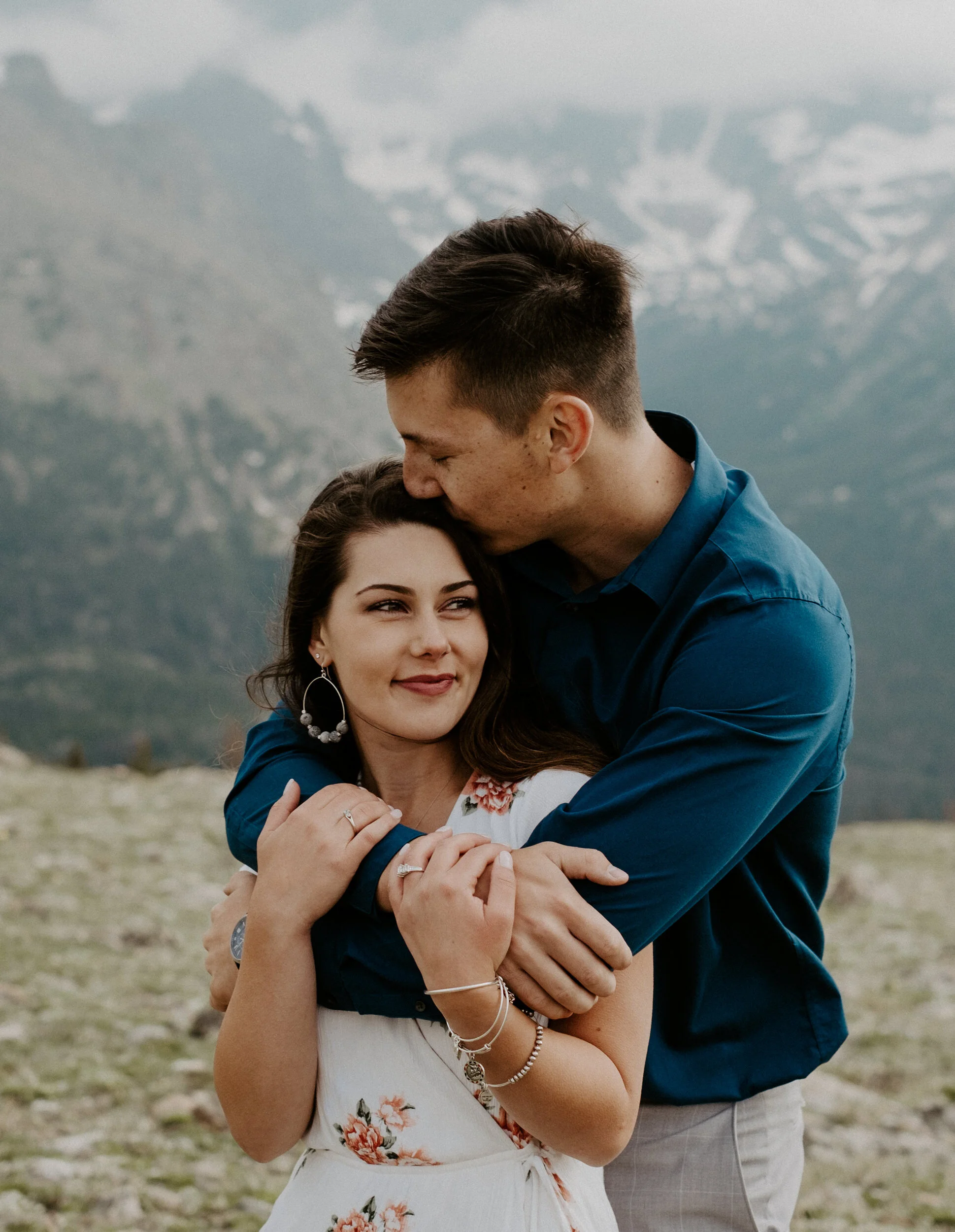  Colorado mountain engagement session. Colorado adventure engagement and elopement photographer. Trail Ridge Road engagement photos in Rocky Mountain National Park. Colorado engagement session photo ideas. Engagement session posing inspiration. Estes Park wedding photographer. Colorado elopement photography. 