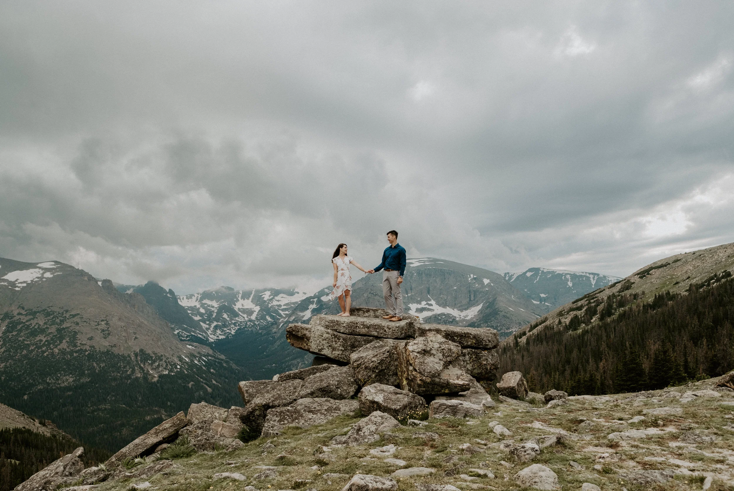  Trail Ridge Road engagement session in Rocky Mountain National Park. Colorado adventure engagement session. Rocky Mountain National Park engagement photos. Estes park engagement session. Colorado elopement photographer. Rocky Mountain National Park elopement photographer. National Park engagement session. Colorado mountain engagement photos. 