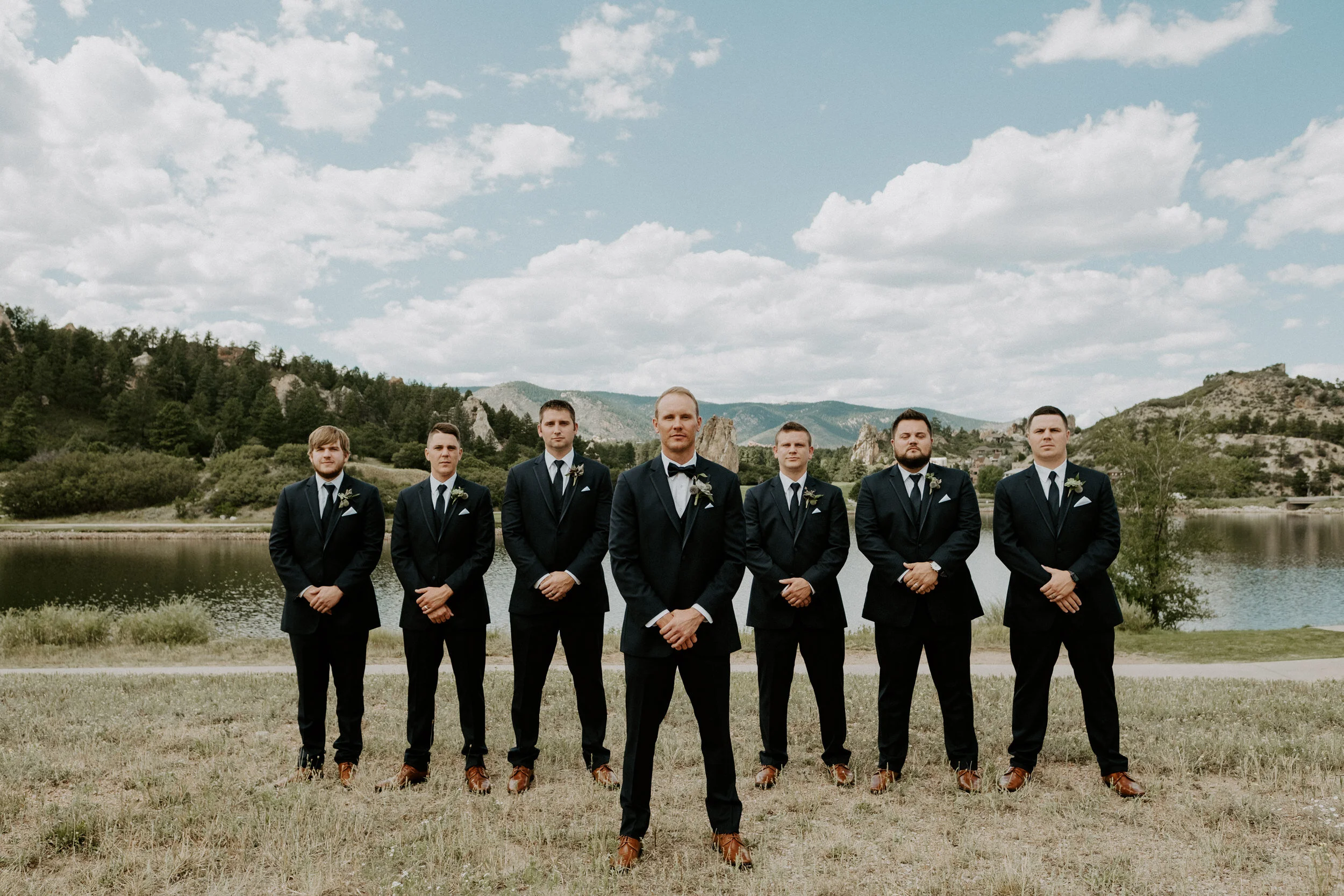  Perry Park Country Club wedding in Larkspur, Colorado. Colorado wedding and elopement photographer. Groomsmen photos at Perry Park Country Club. Groomsmen photo ideas. Groomsmen group photo inspiration .Perry Park wedding. Colorado wedding venue. Larkspur, Colorado wedding venue. Perry Park Country Club wedding photos. Colorado mountain wedding photographer. 