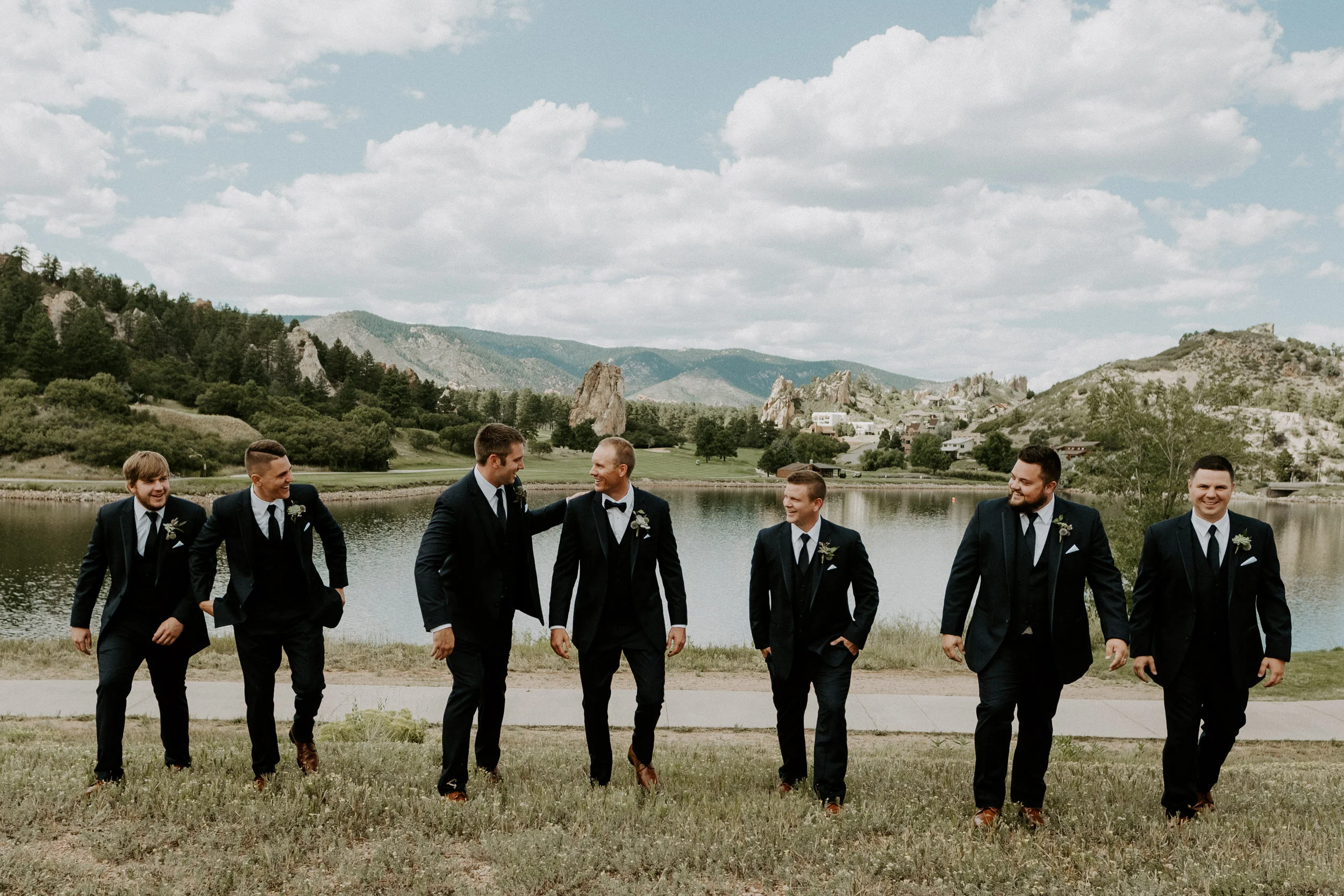 Groomsmen photos at Perry Park Country Club. Perry Park Country Club wedding in Larkspur, Colorado. Colorado wedding and elopement photographer. Groomsmen photos at Perry Park. Groomsmen photo ideas. Groomsmen group photo inspiration .Perry Park wedding. Colorado wedding venue. Larkspur, Colorado wedding venue. Perry Park Country Club wedding photos. Colorado mountain wedding photographer. Wedding party photo idr 