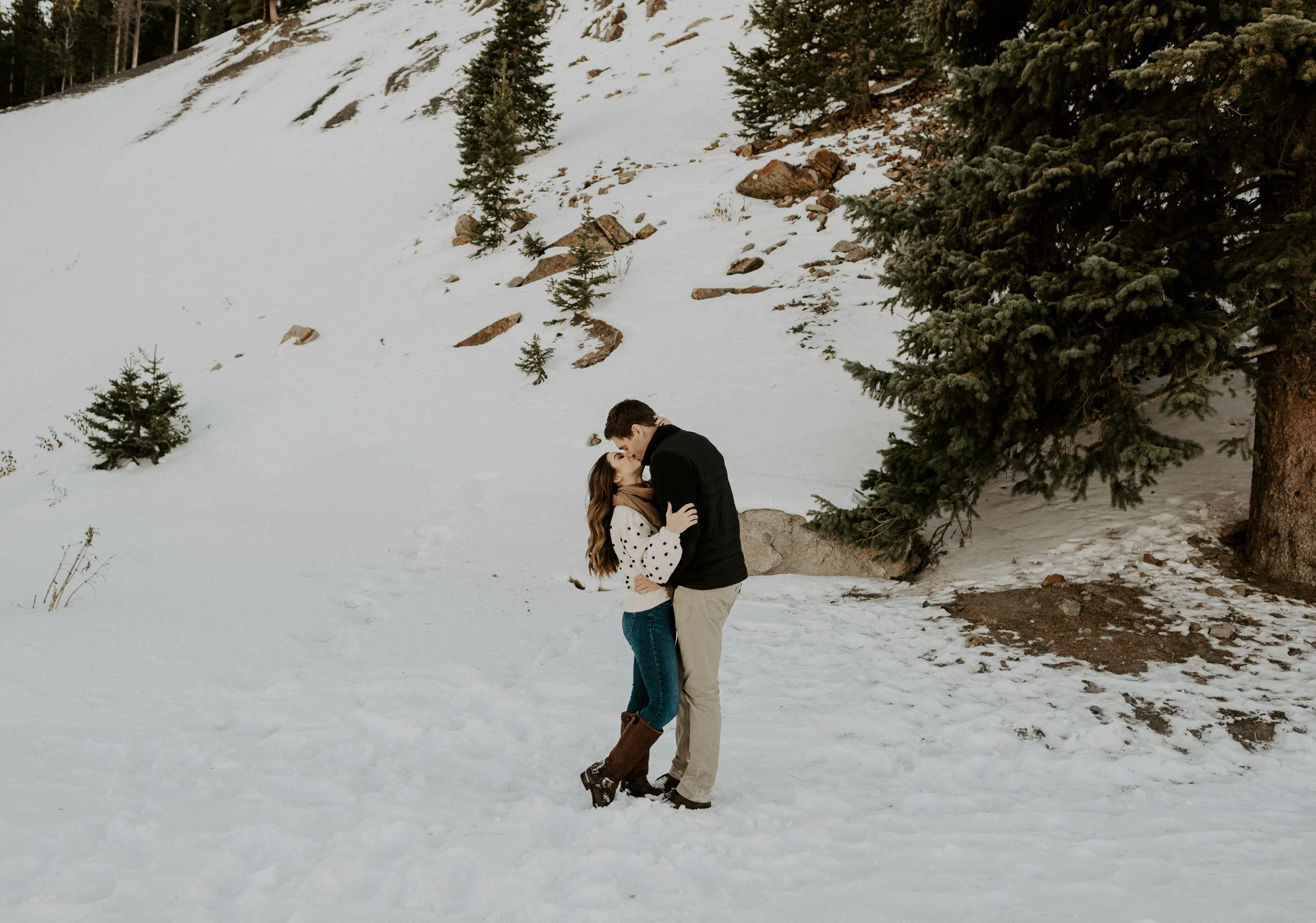  Breckenridge, Colorado winter engagement session at Boreas Pass. Boreas Pass engagement session. Colorado elopement photographer. Breckenridge, Colorado wedding photographer. Engagement session outfit ideas. Save the date inspiration. Winter engagement photos. Snowy engagement photos. Breckenridge, Colorado engagement session photographer. 
