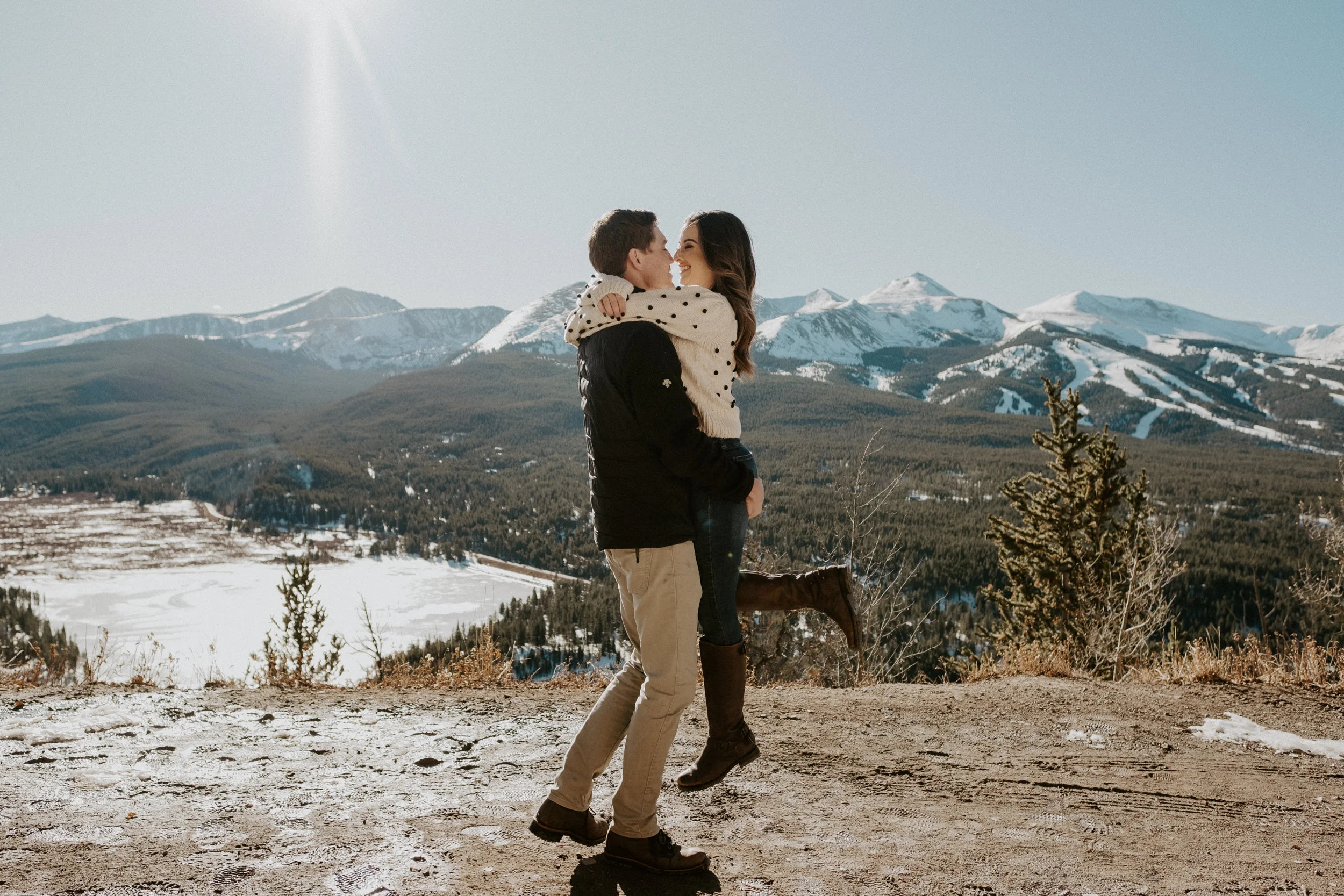  Colorado engagement session in Breckenridge, Colorado. Colorado elopement photographer. Colorado wedding photographer. Snowy engagement photos. Boreas Pass engagement session.  