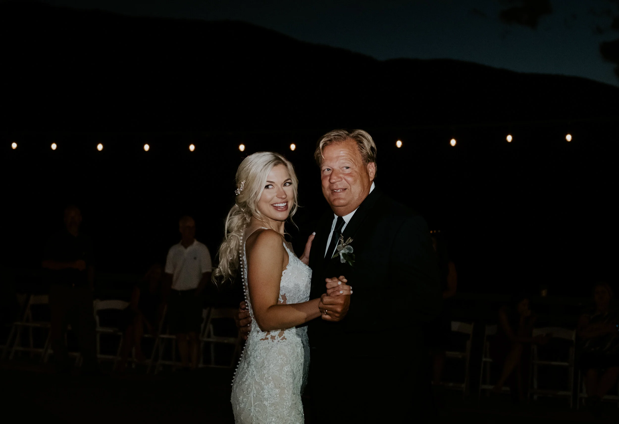  Father daughter dance at Perry Park Country Club in Larkspur, Colorado. Larkspur, Colorado wedding venue. Perry Park Country Club wedding. Colorado wedding and elopement photographer. Wedding reception ideas. Colorado wedding photography. 