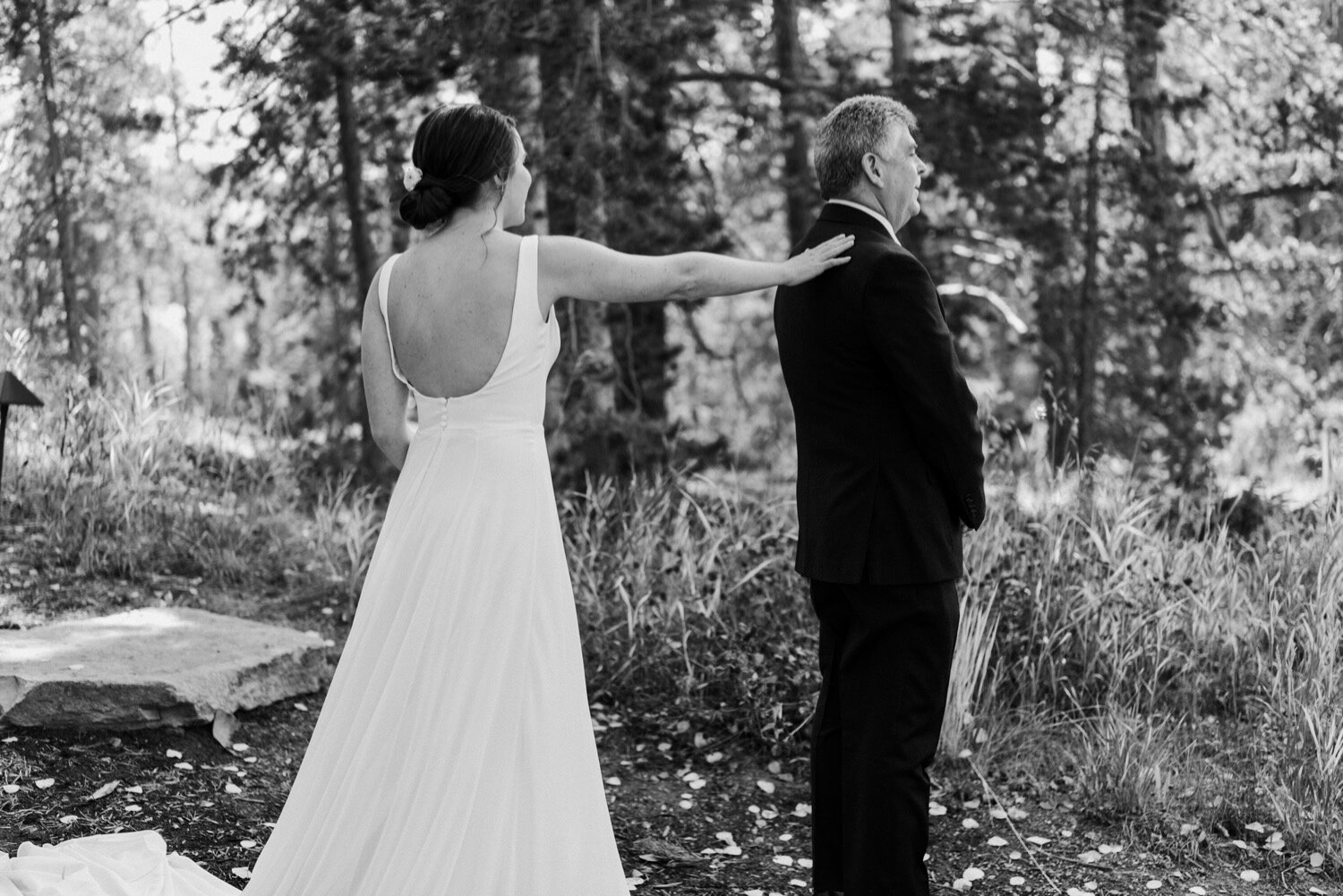  First look with bride and father, Windy Point Campground Wedding Colorado, Dillon Colorado Wedding, Colorado mountain wedding, Dillon Colorado Wedding Photographer, Colorado Wedding Photographer, Colorado mountain wedding venues, Colorado campground