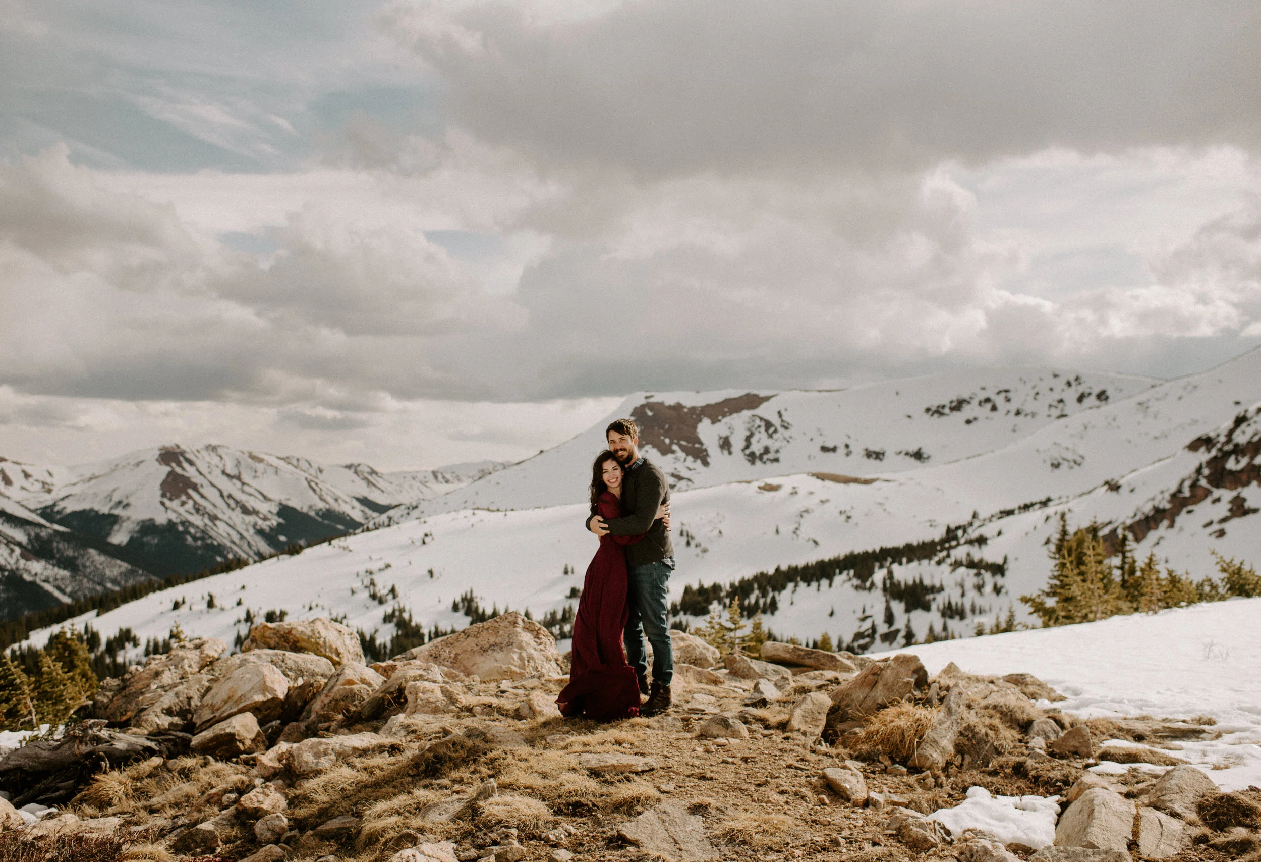  Winter Park, Colorado adventure engagement session. Winter Park wedding and elopement photographer. Colorado elopement photographer. Engagement session outfit ideas. Save the date inspiration. Alyssa Carpenter Photo. 