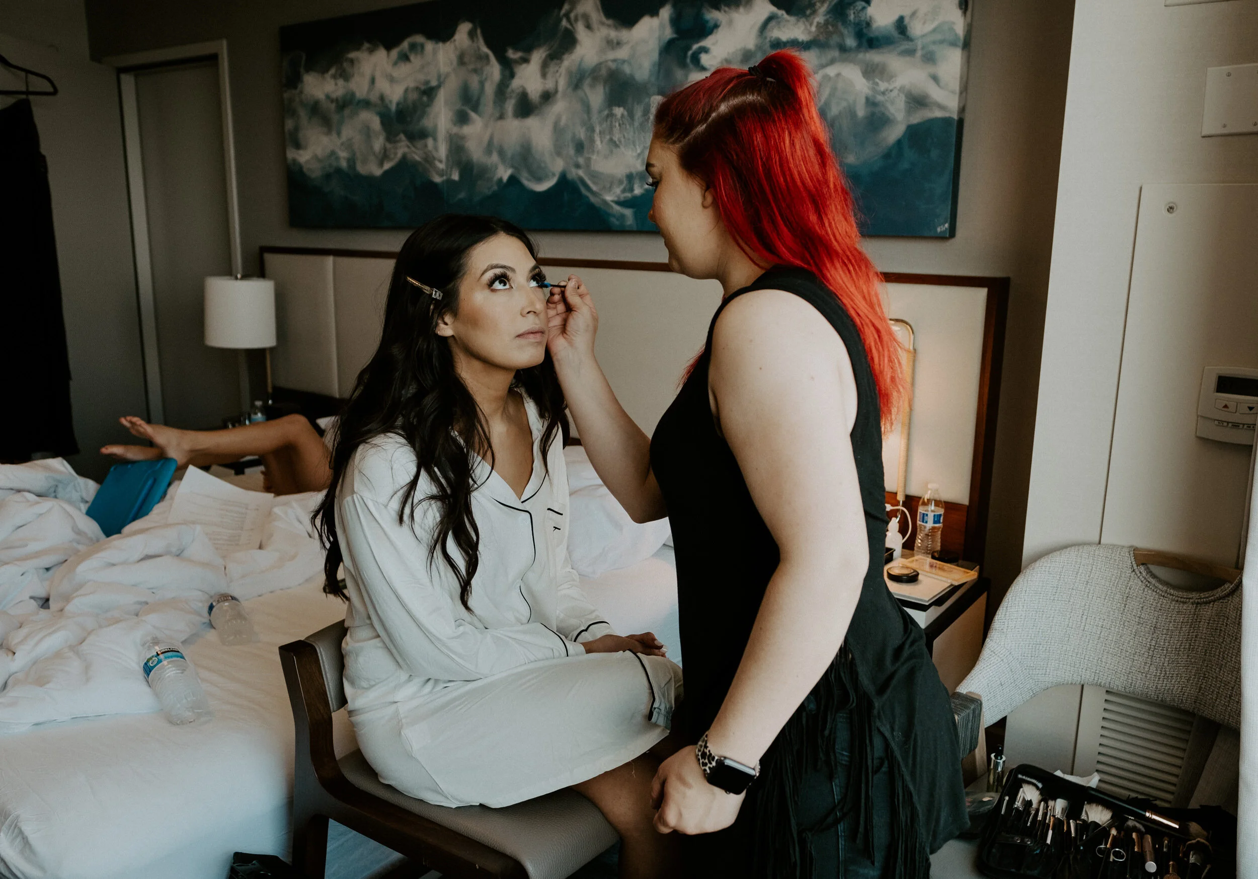  Bride getting ready before wedding at Florida Rustic Barn in Plant City, Florida. Tampa, Florida wedding venue. Florida wedding photographer. Tampa wedding photographer.  