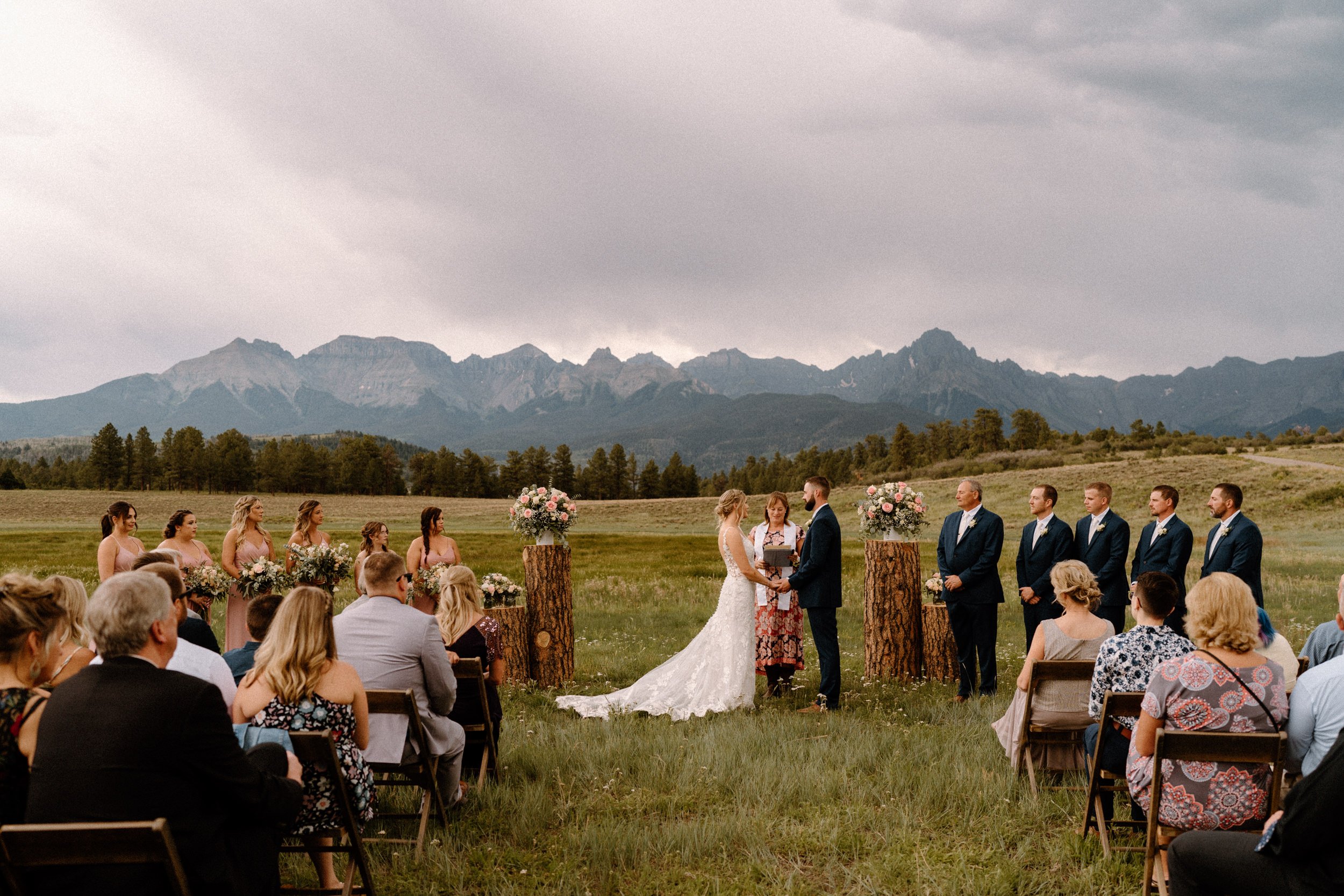 Bride and groom stand at the altar together at Top of the Pines in Ridgway, CO
