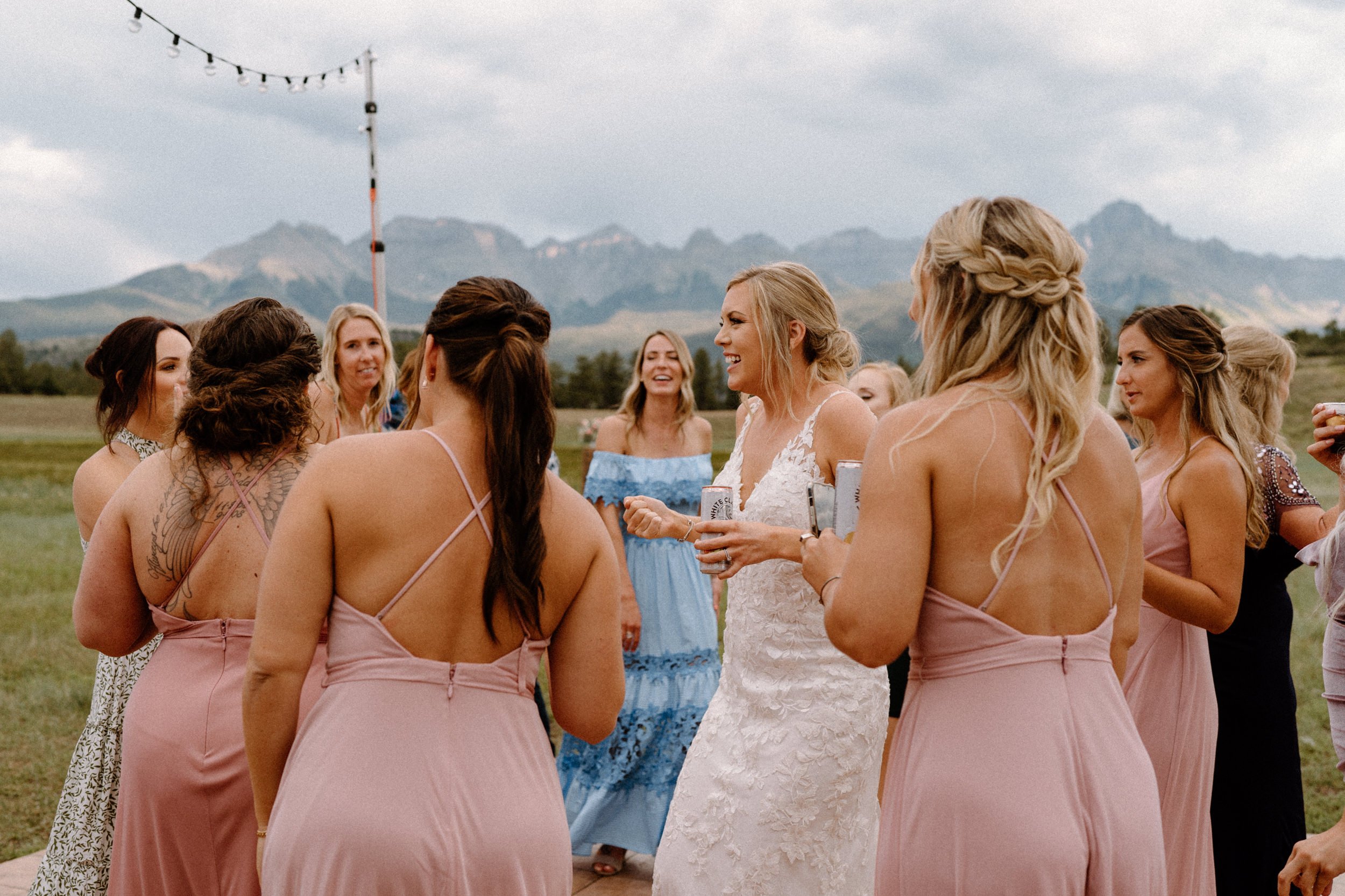 Bride dances with her bridesmaids
