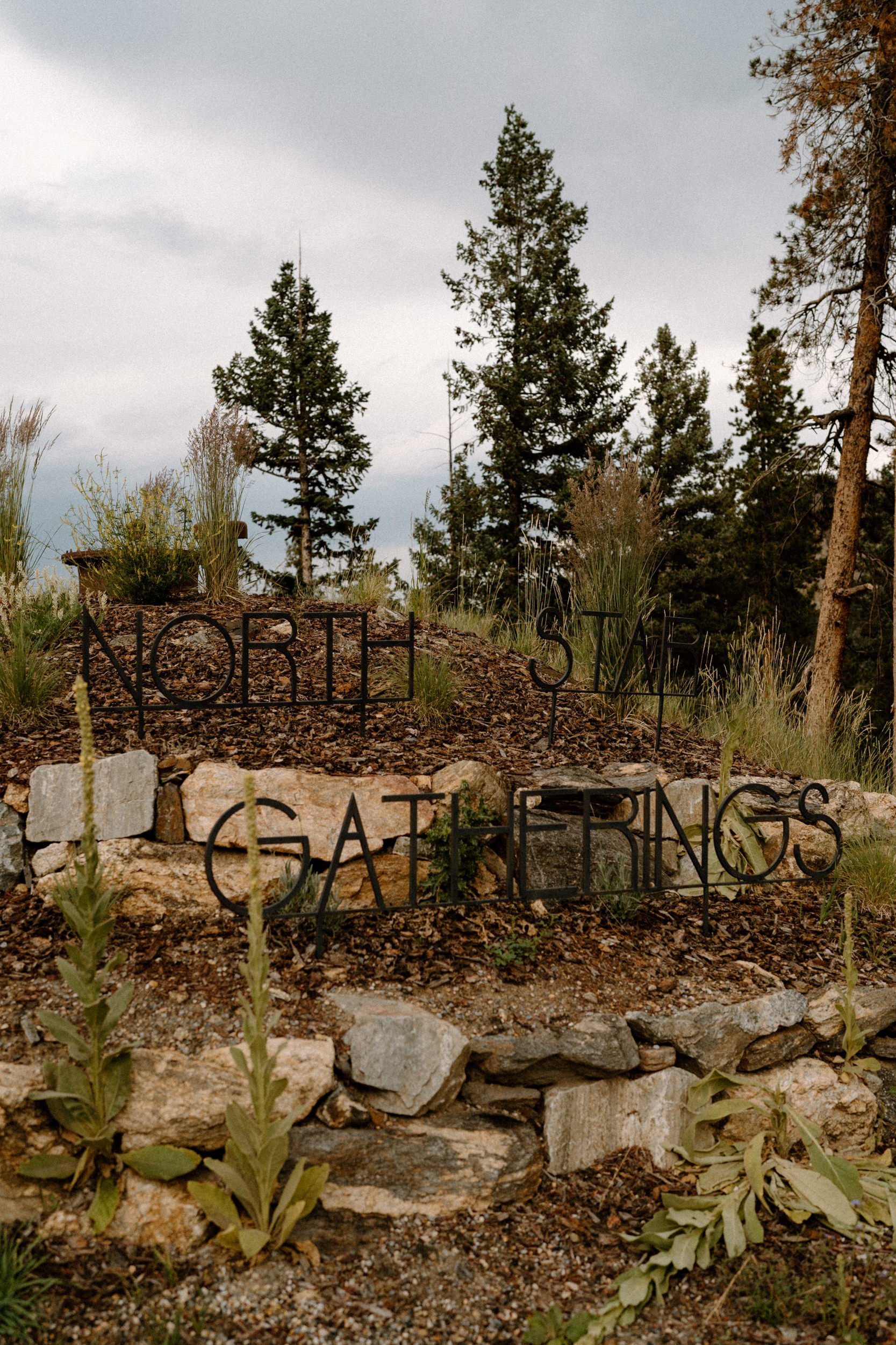 A metal sign that reads "North Star Gatherings"