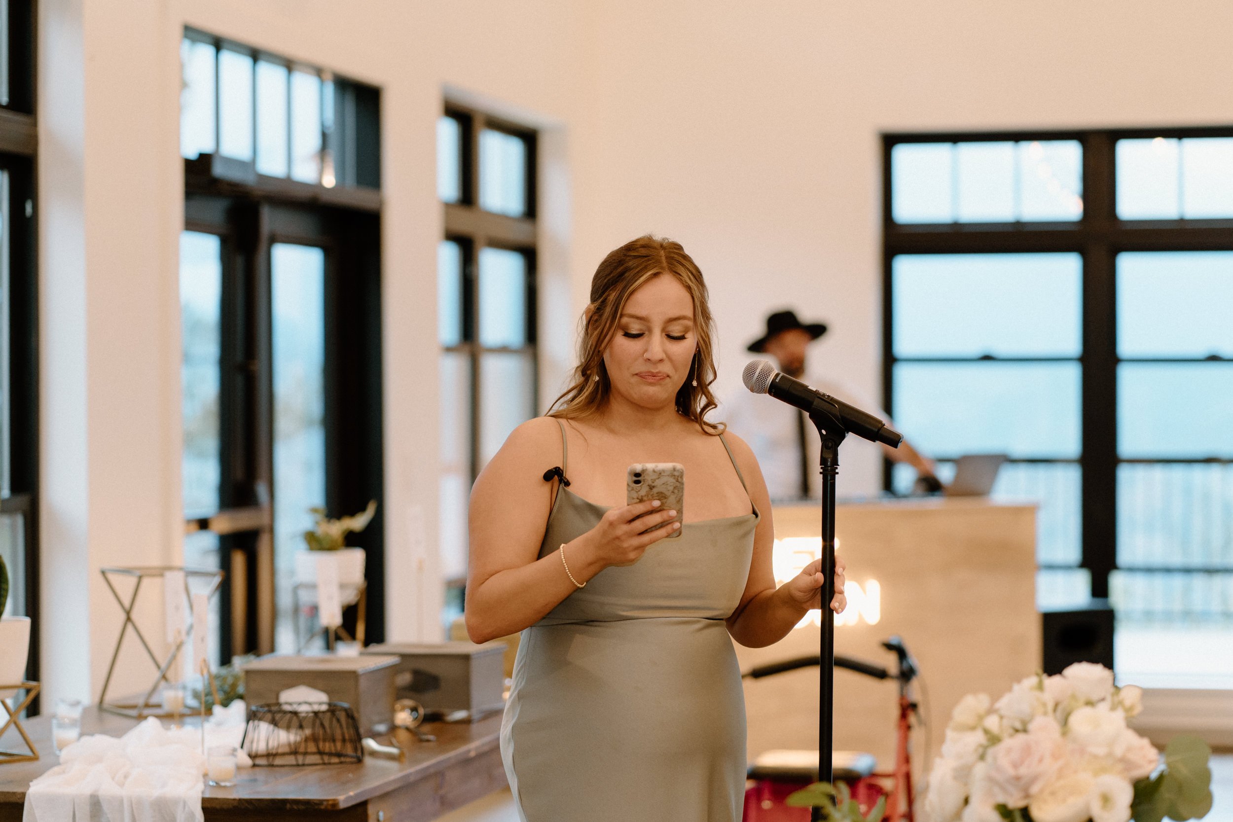 The maid of honor gives a toast to the couple