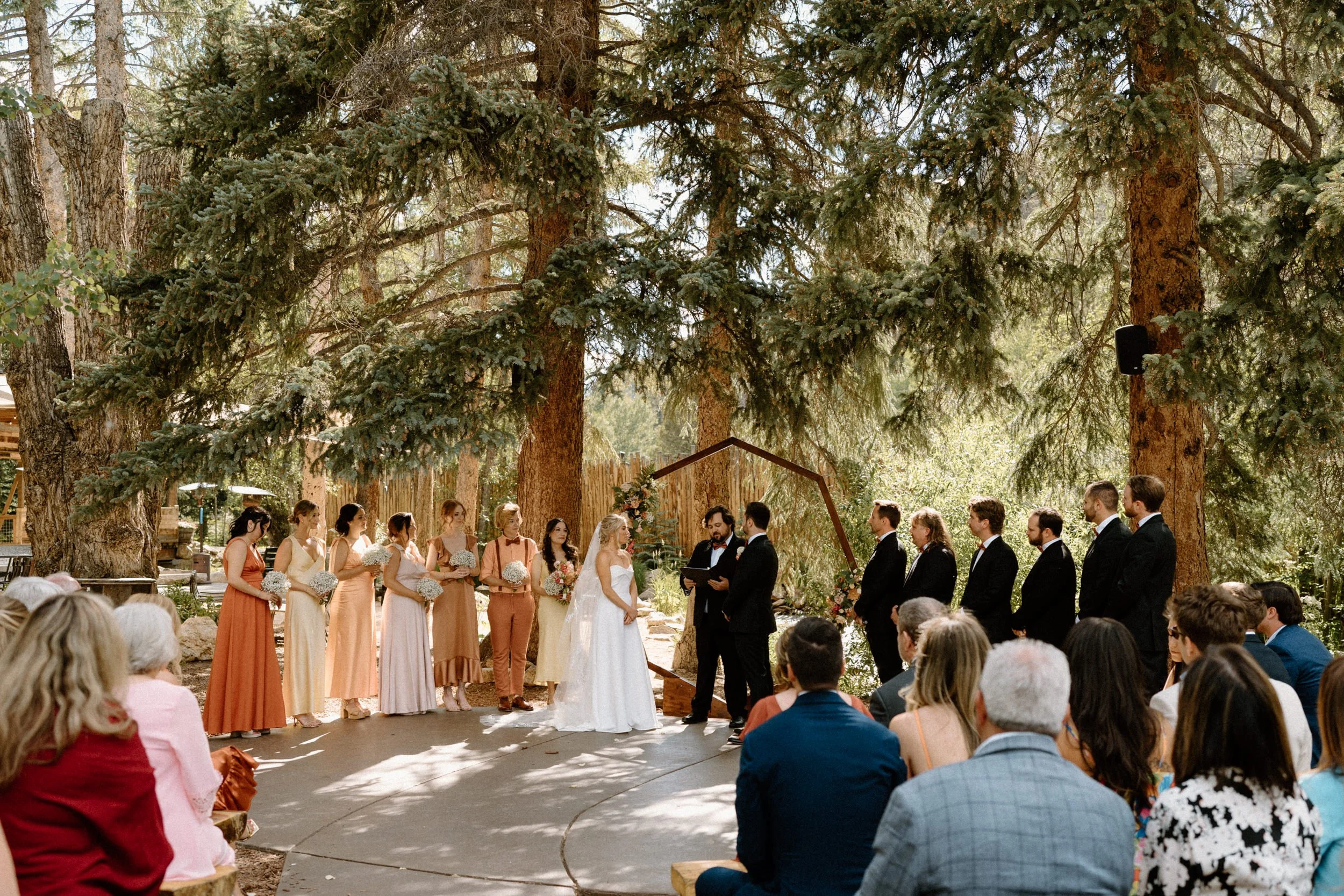Bride and groom standing at the alter on wedding day at Blackstone Rivers Ranch