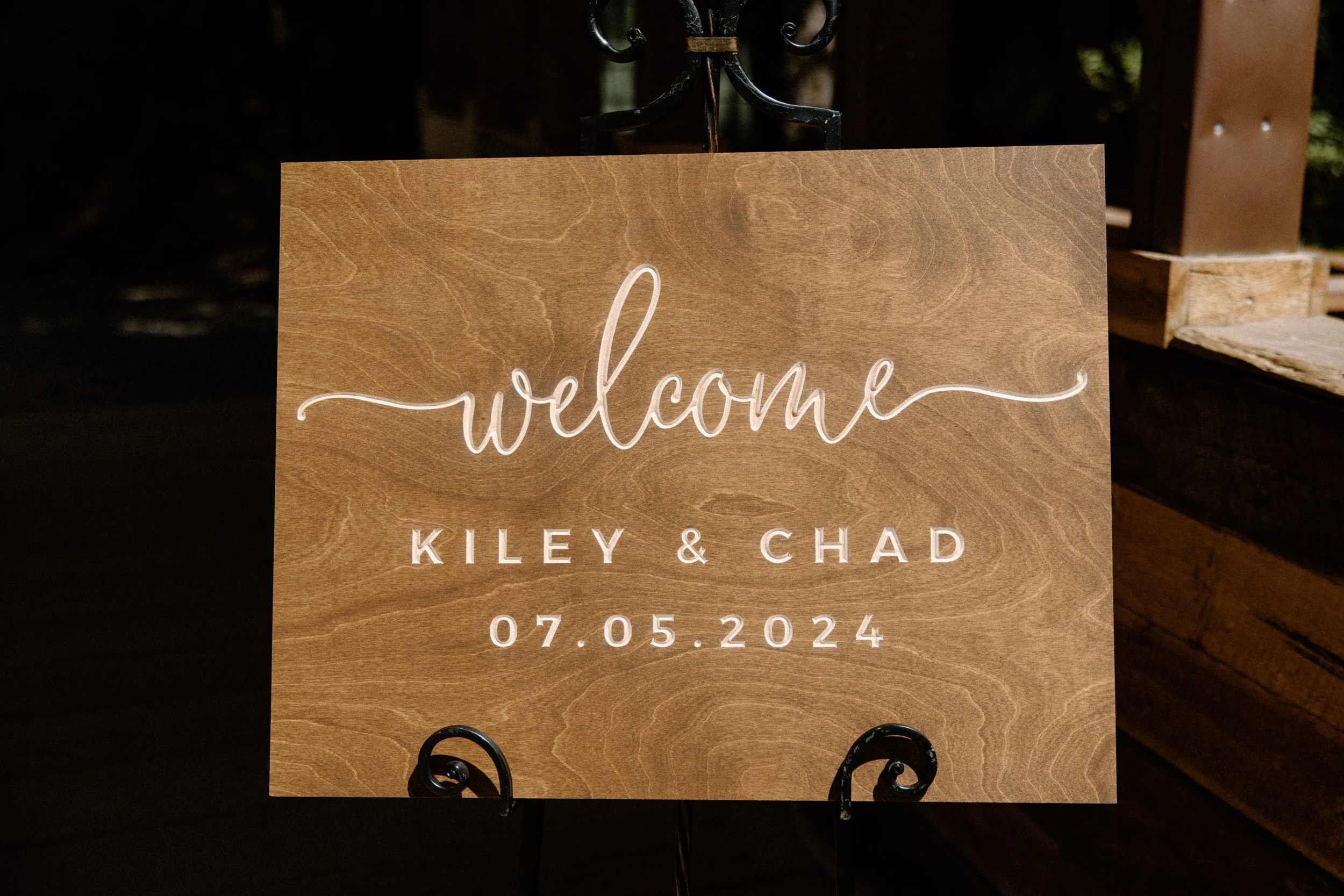 Welcoming sign from a wedding at Blackstone Rivers Ranch