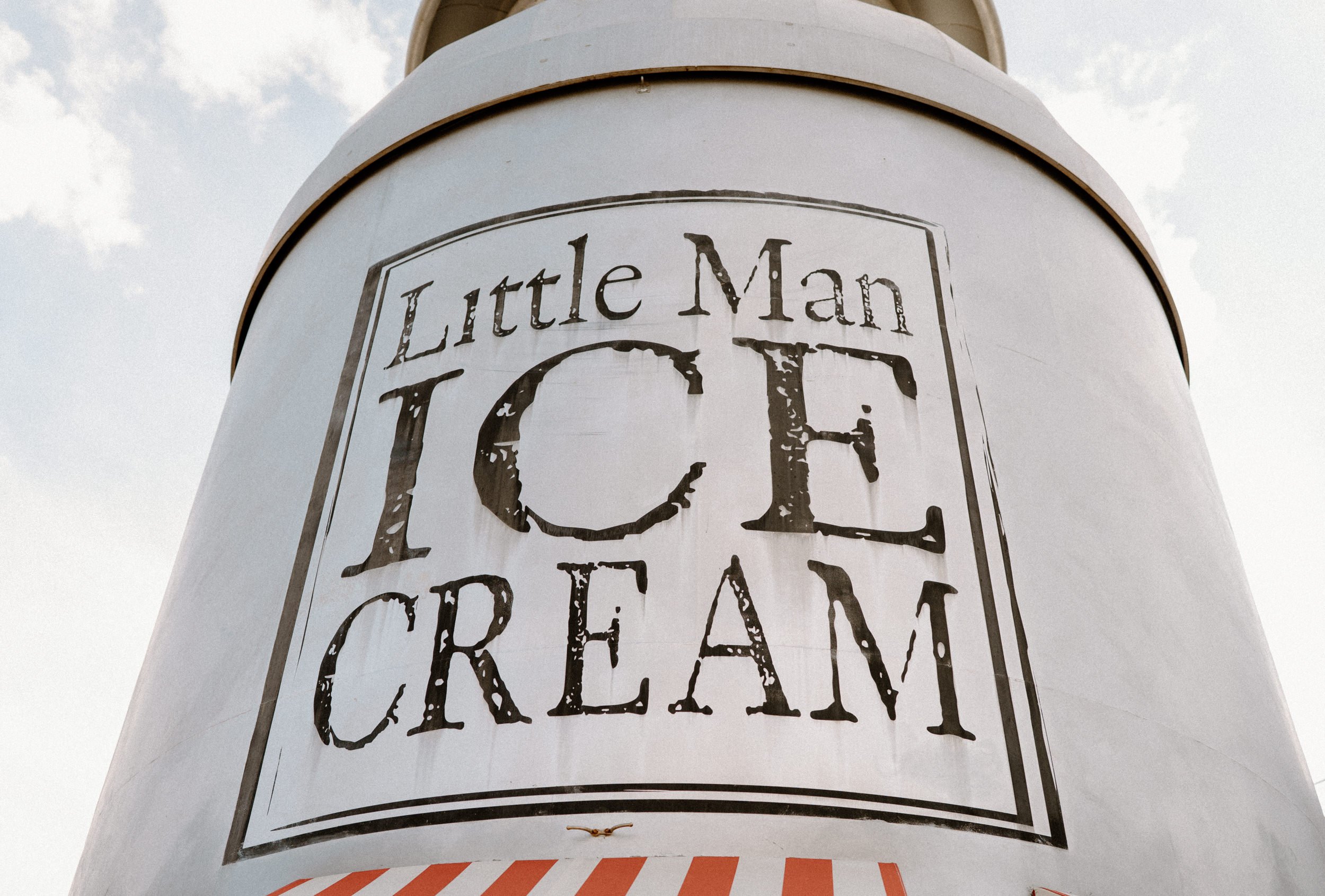 Little Man ice cream sign from an engagement session