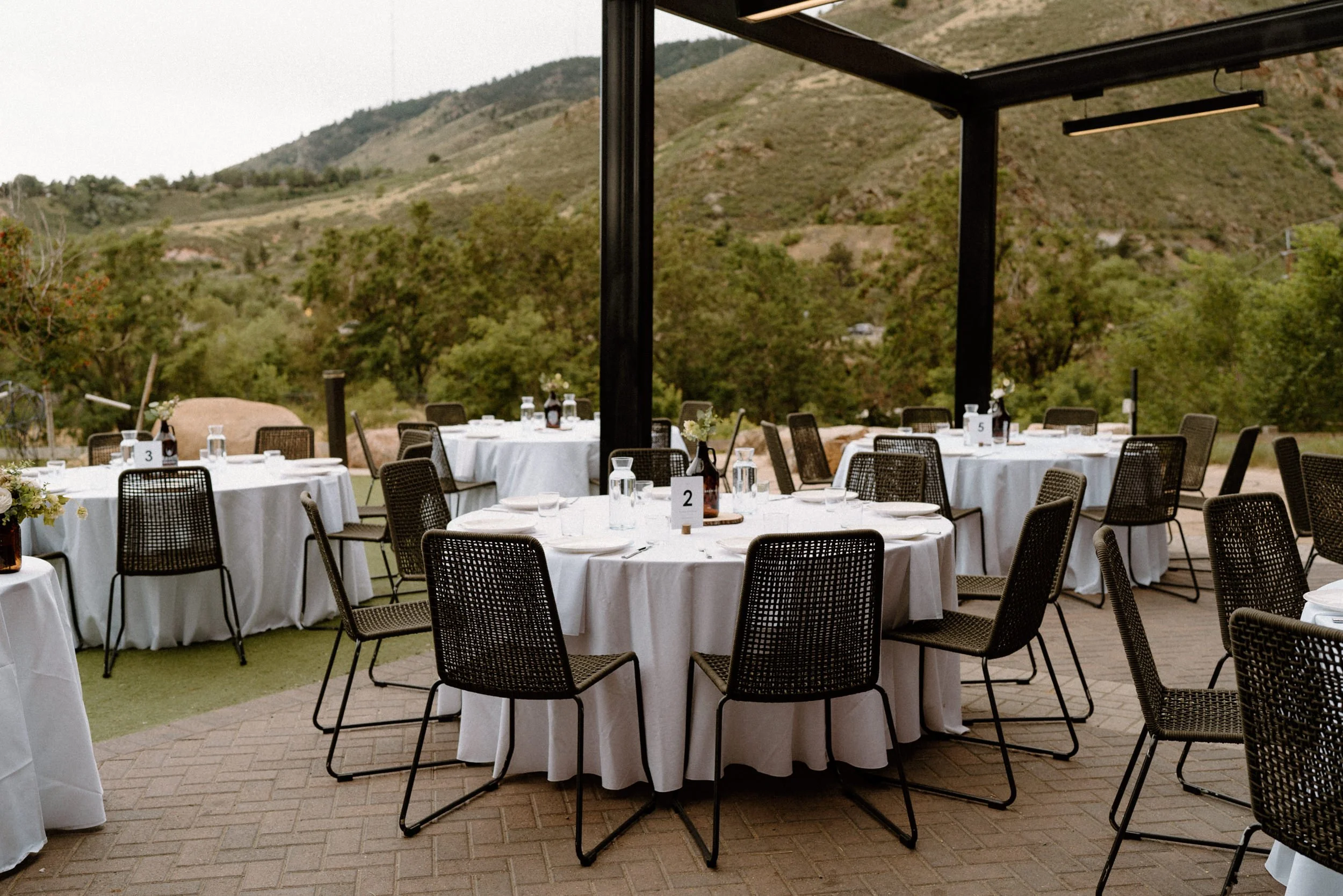Reception setup from a wedding at The Eddy in Golden Colorado