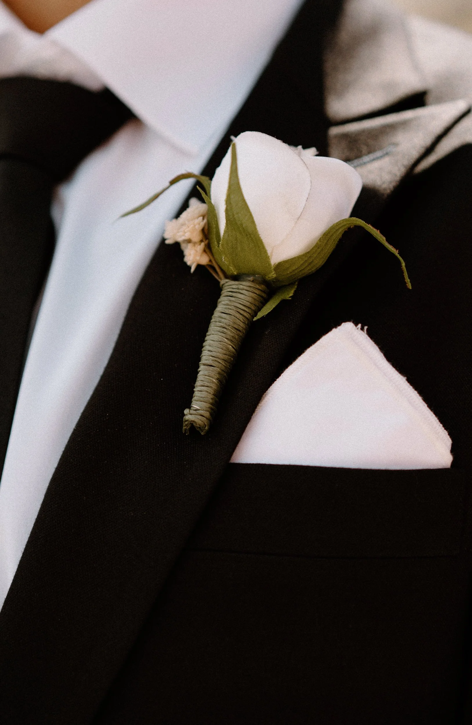 Groom's boutonniere from a wedding day at The Eddy in Golden Colorado