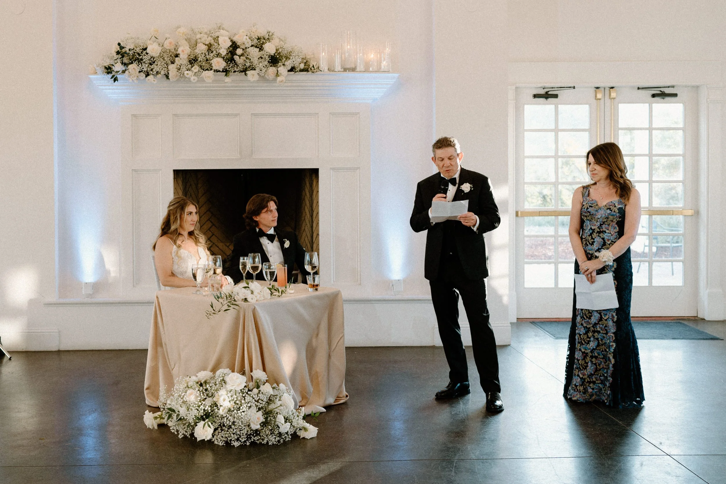 Parents giving speeches on wedding day at The Manor House