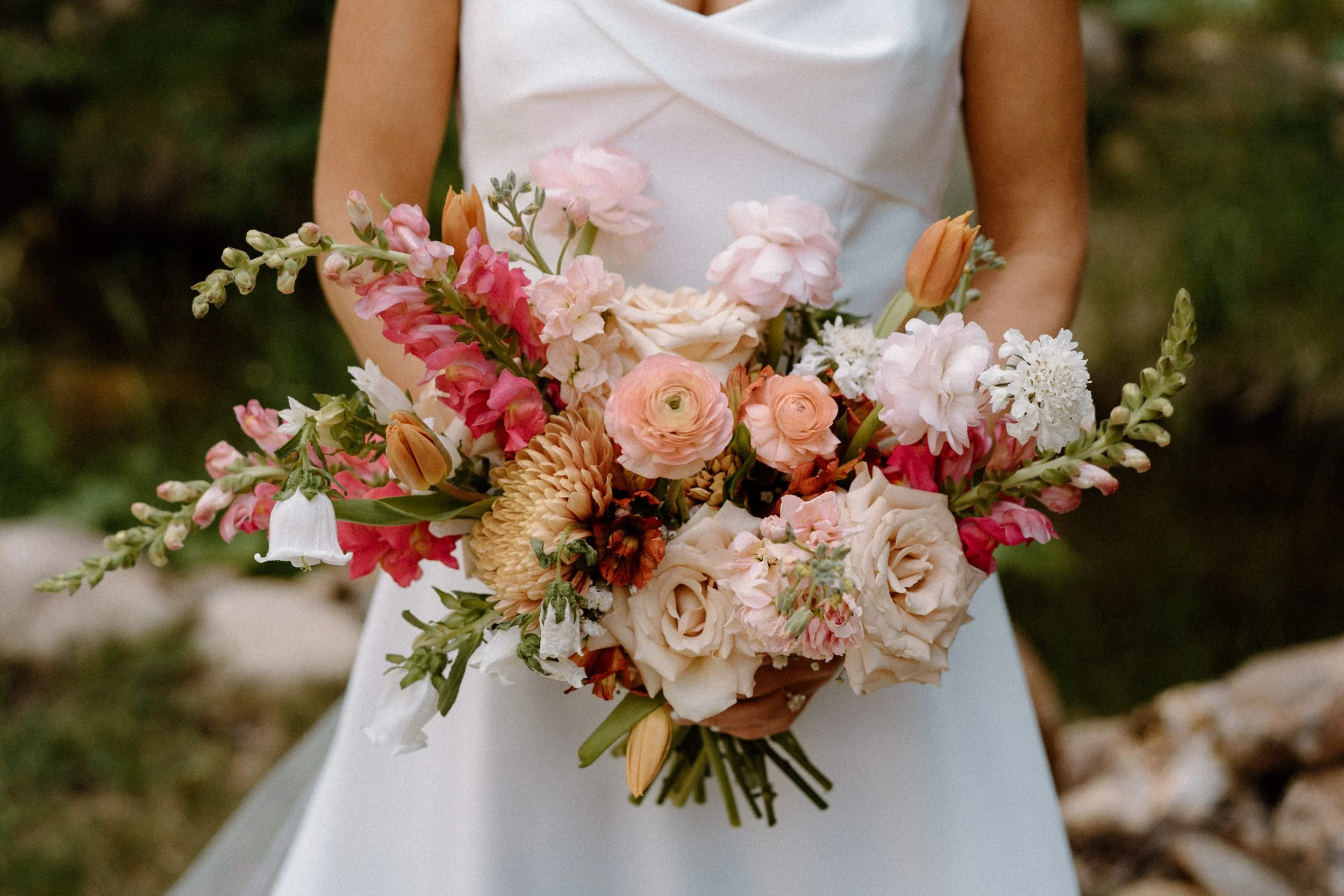 Bride's bouquet on wedding day at Blackstone Rivers Ranch