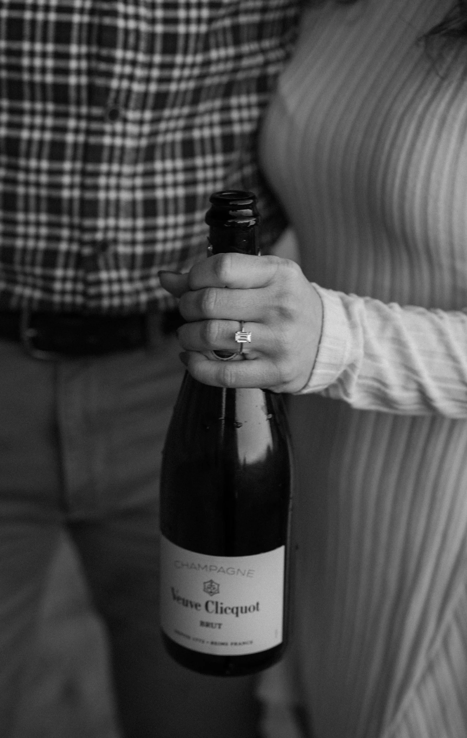 Bottle of champagne for a couple at Red Rocks during engagement session