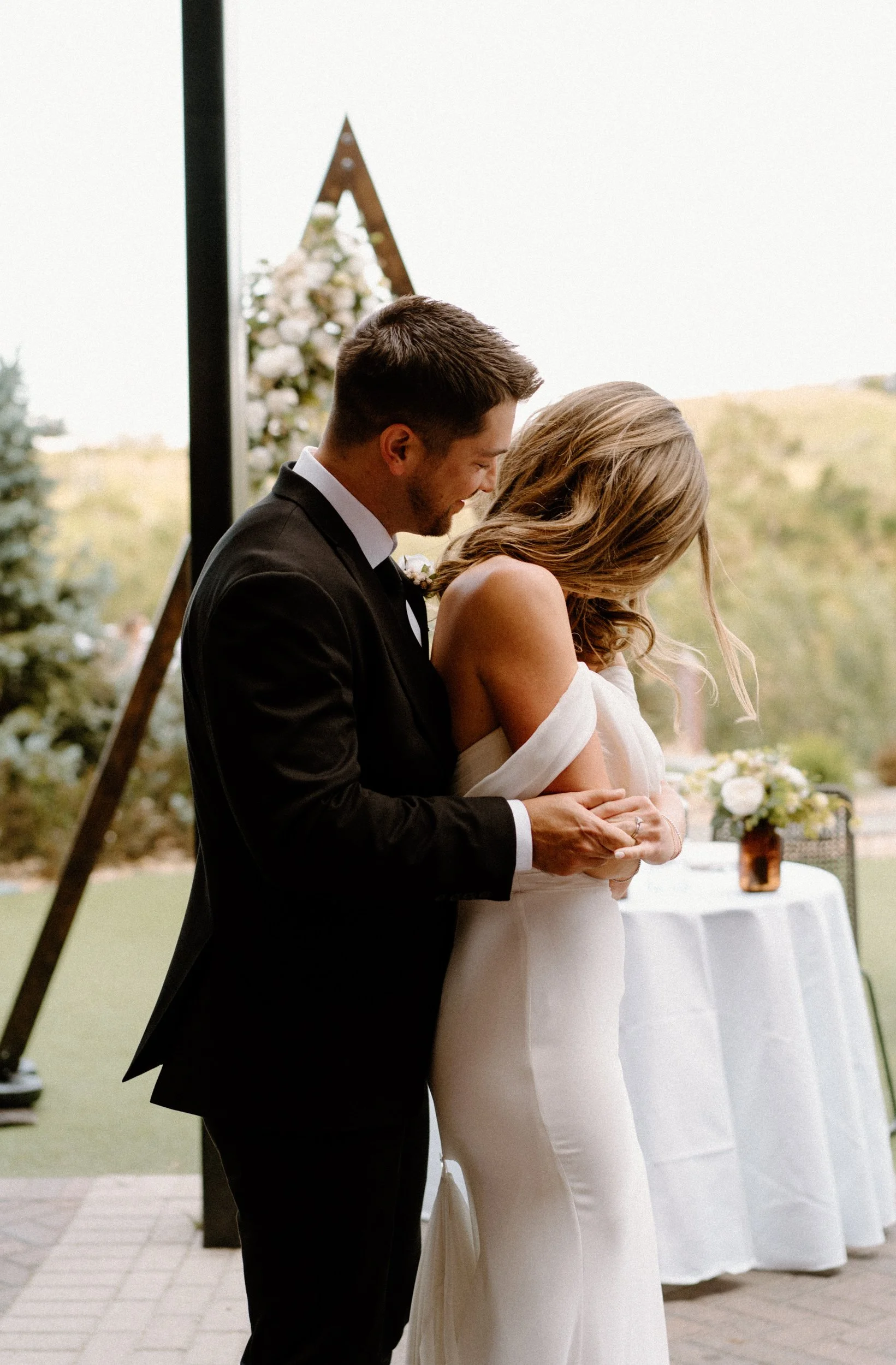 Bride and groom having their first dance at The Eddy in Golden Colorado