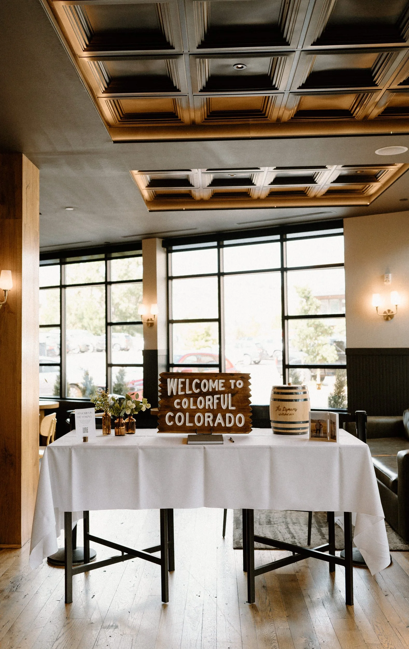 Reception decoration from a wedding at The Eddy in Golden Colorado