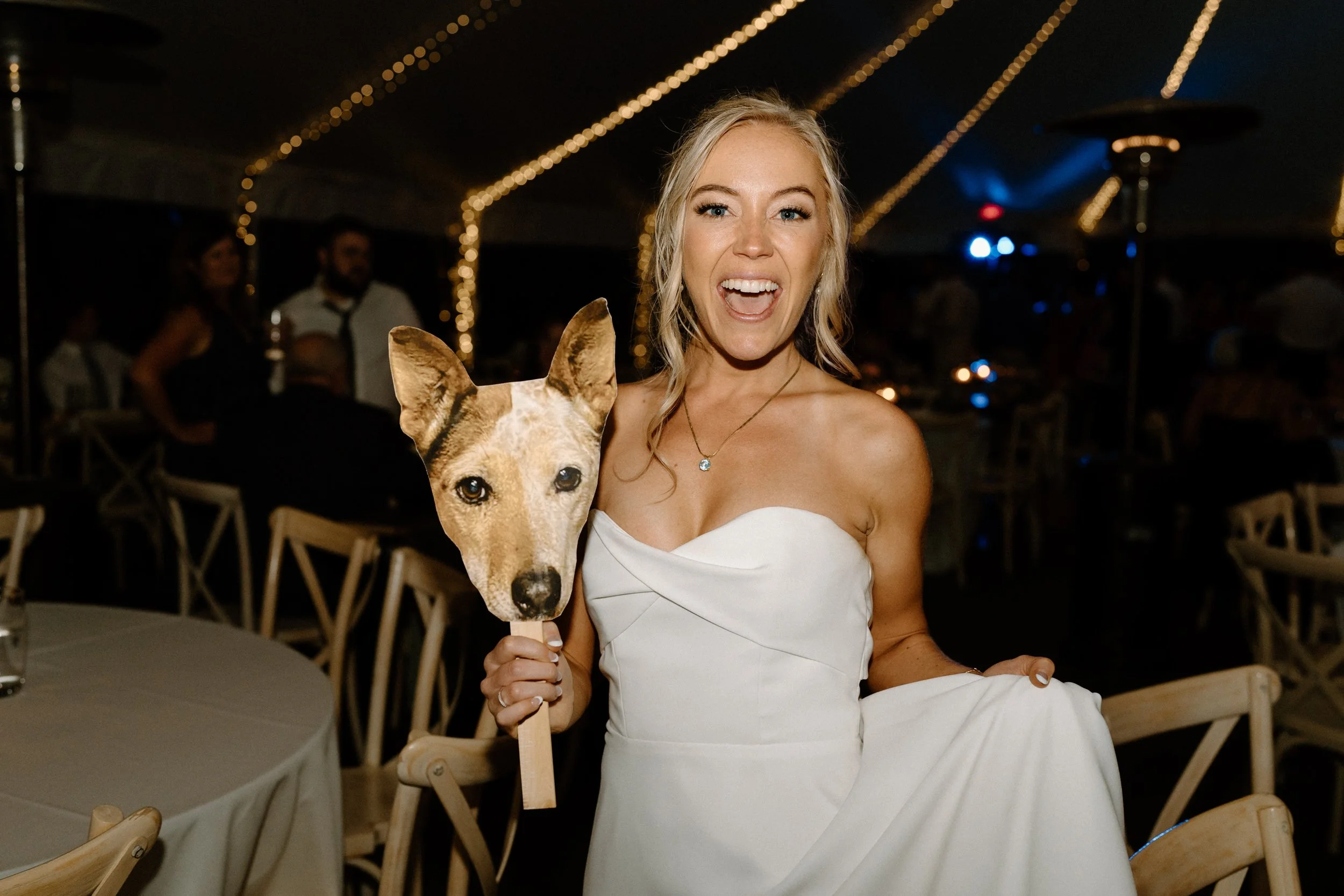 Bride smiling on the dance floor at Blackstone Rivers Ranch