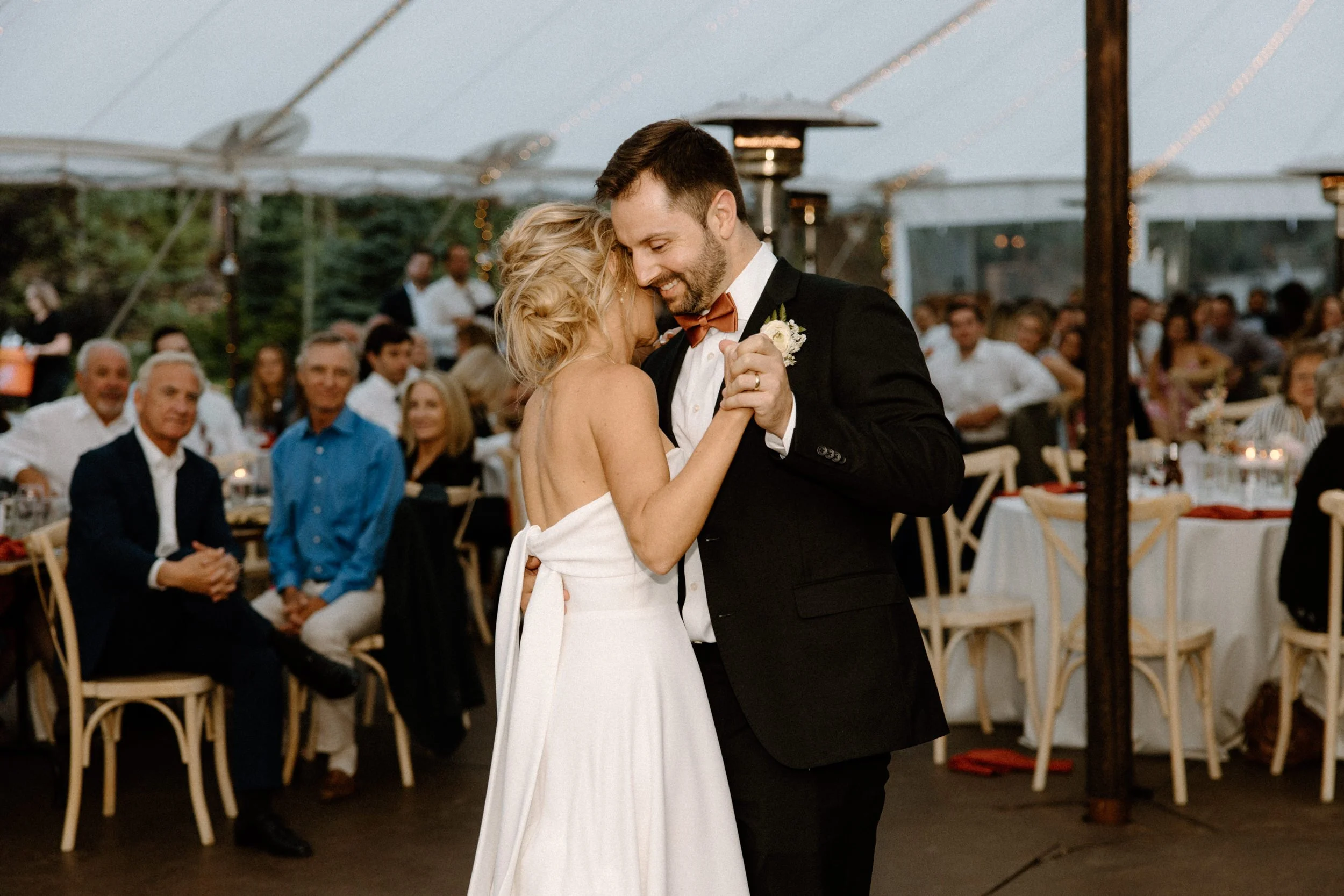 Bride and groom dancing on wedding day at Blackstone Rivers Ranch