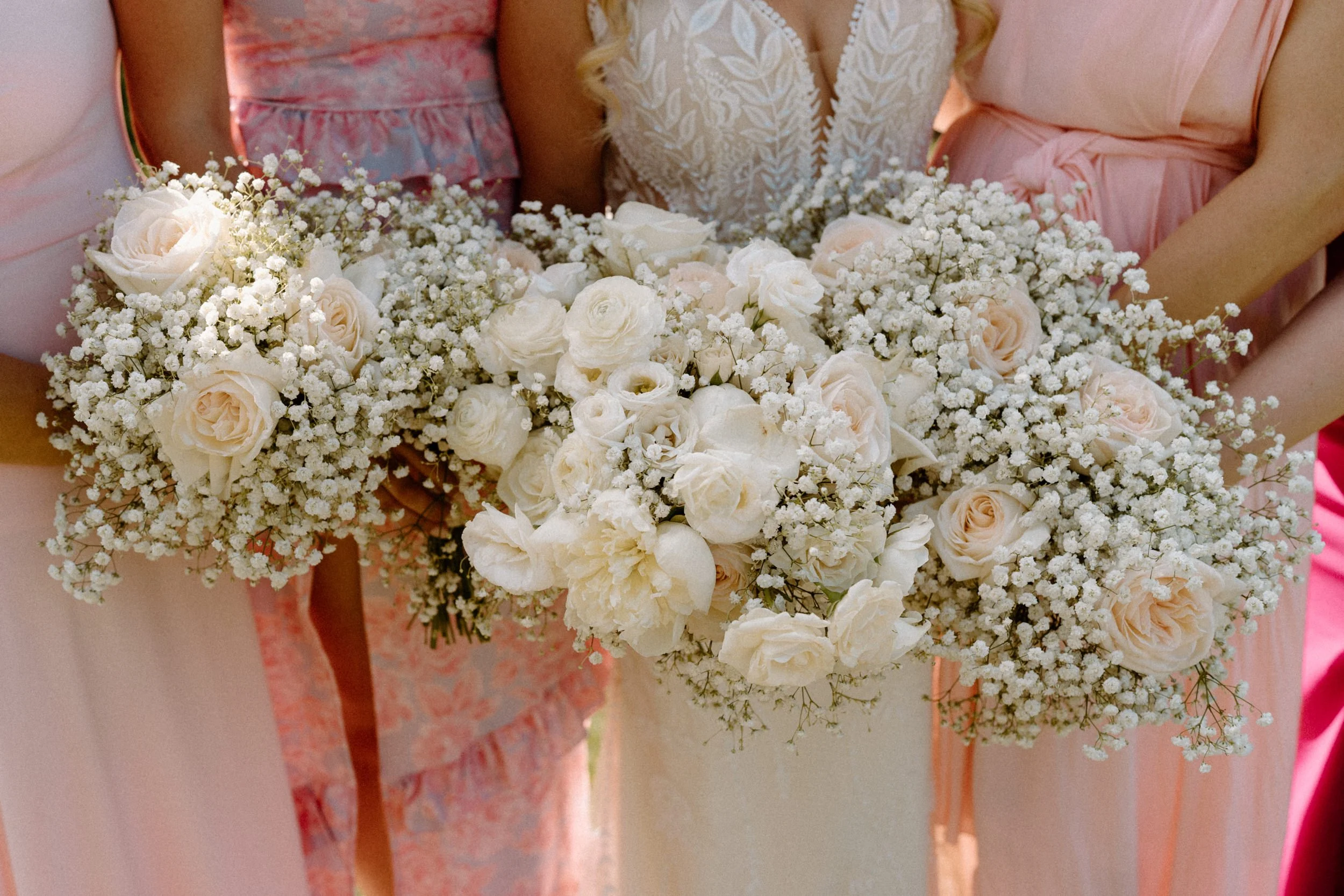 Bridal parties' bouquets from a wedding at The Manor House