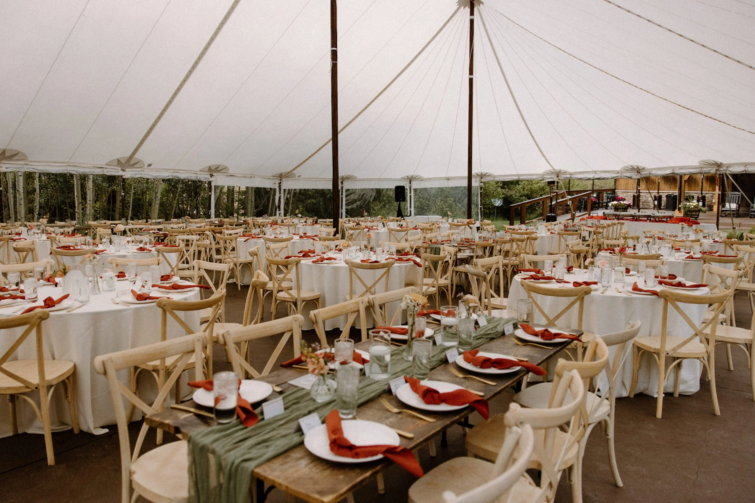 Reception setup from a wedding at Blackstone Rivers Ranch